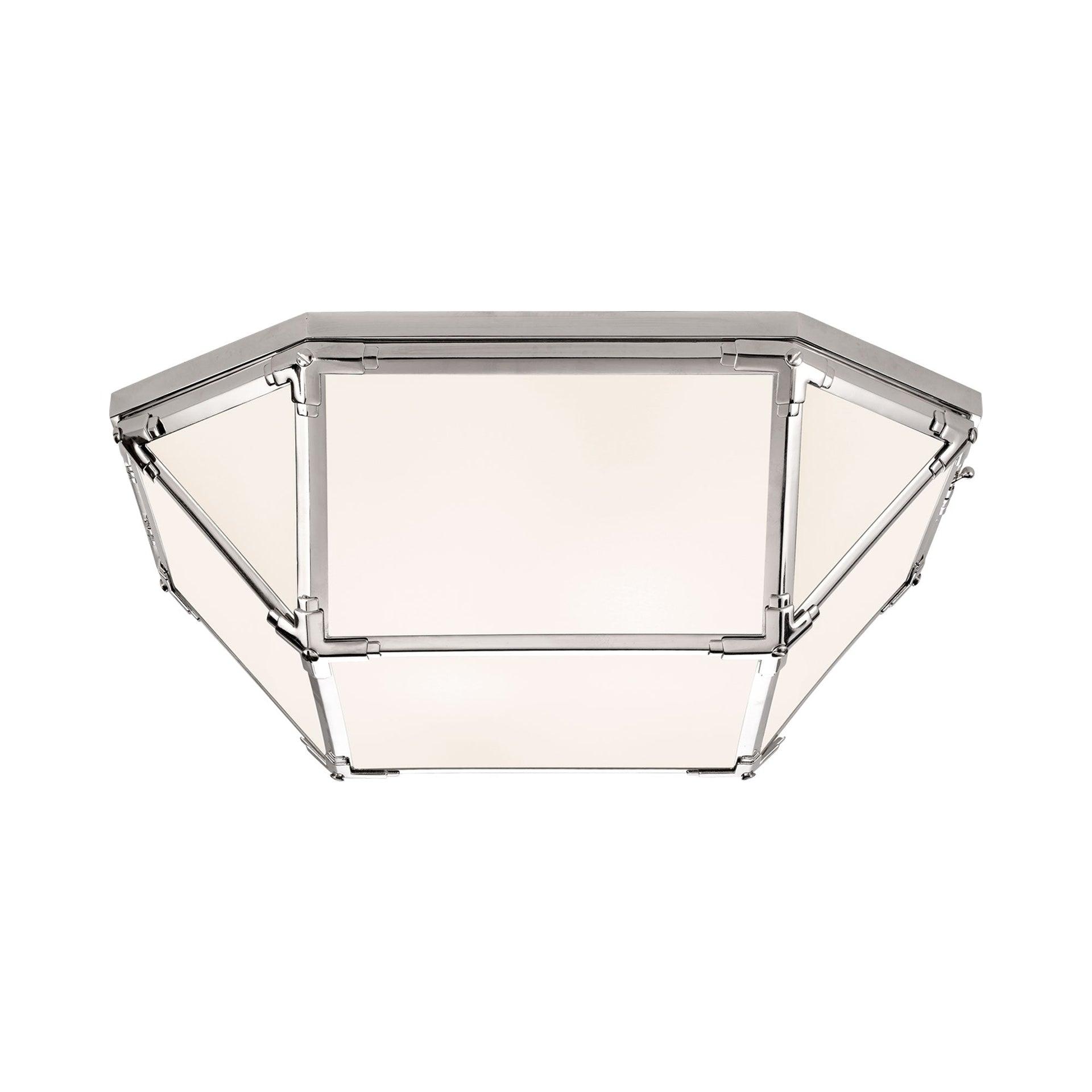Morris 20" Polished Nickel Farmhouse Flush Mount with Frosted Glass