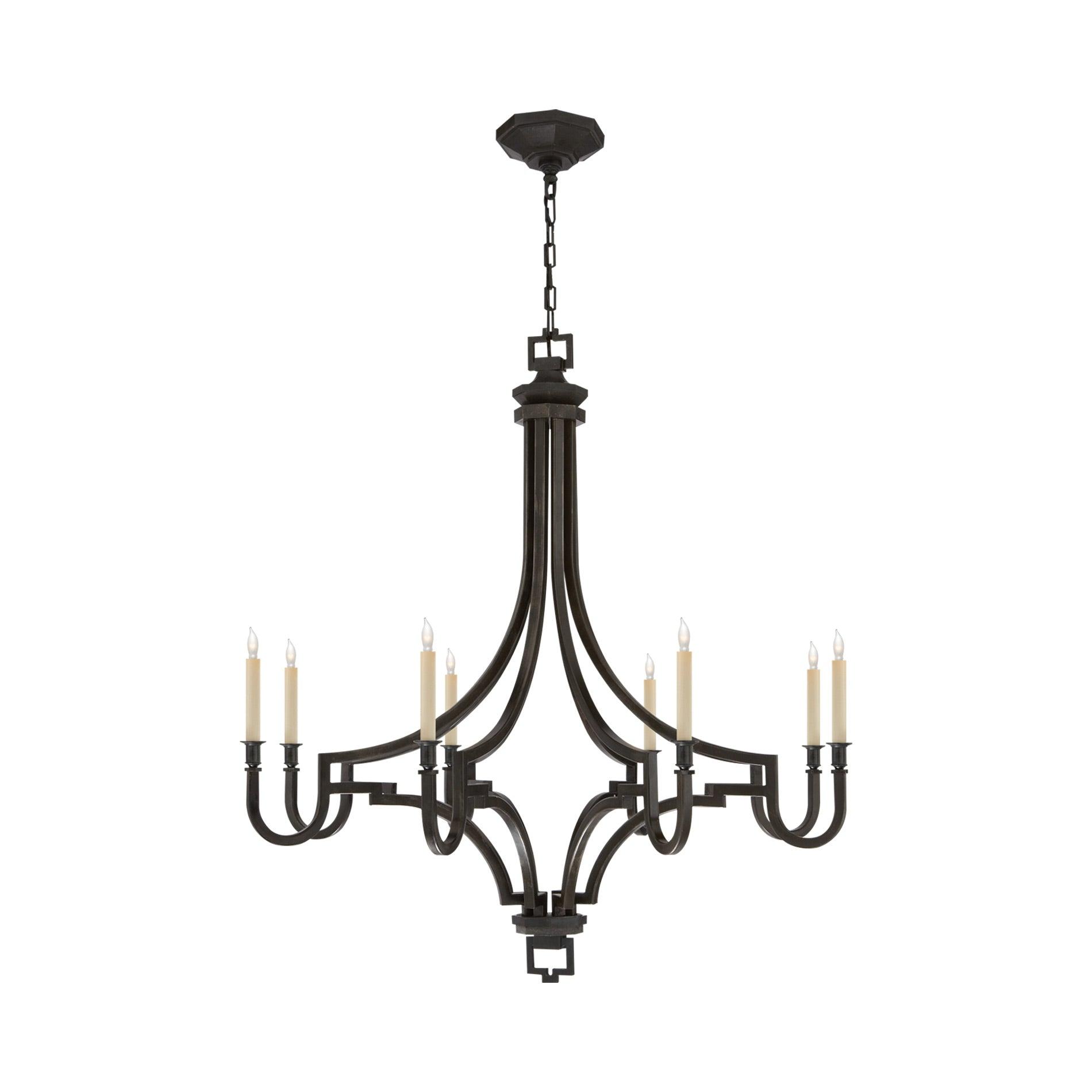 Regal Brass and Crystal 8-Light Candle Chandelier, 38.75" H