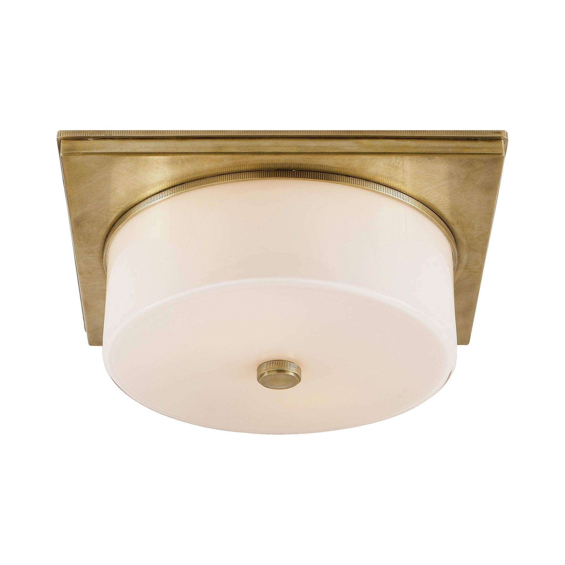 Newhouse Classic White Glass & Antique Brass Flush Mount Light