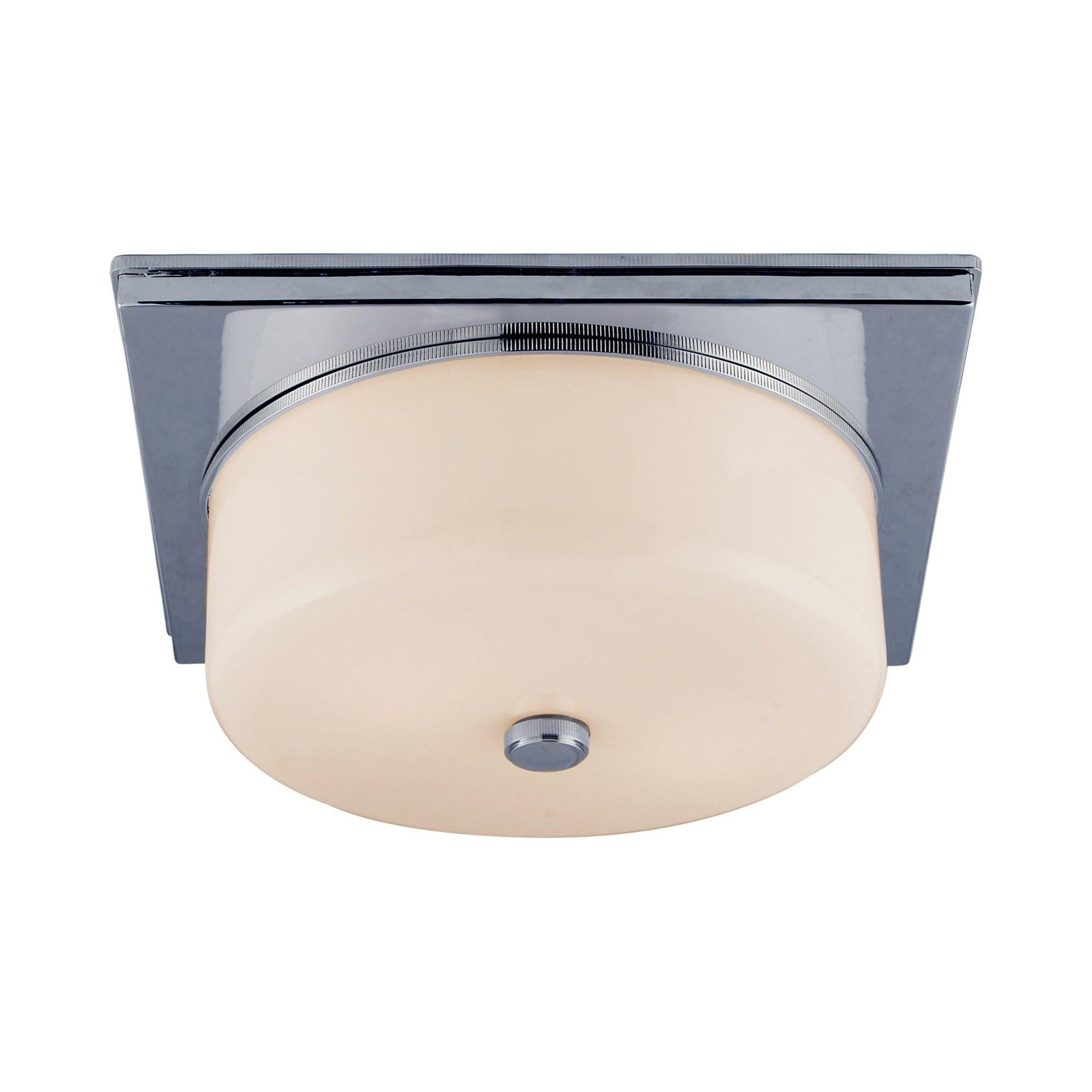 Polished Nickel and White Glass Drum Flush Mount Light