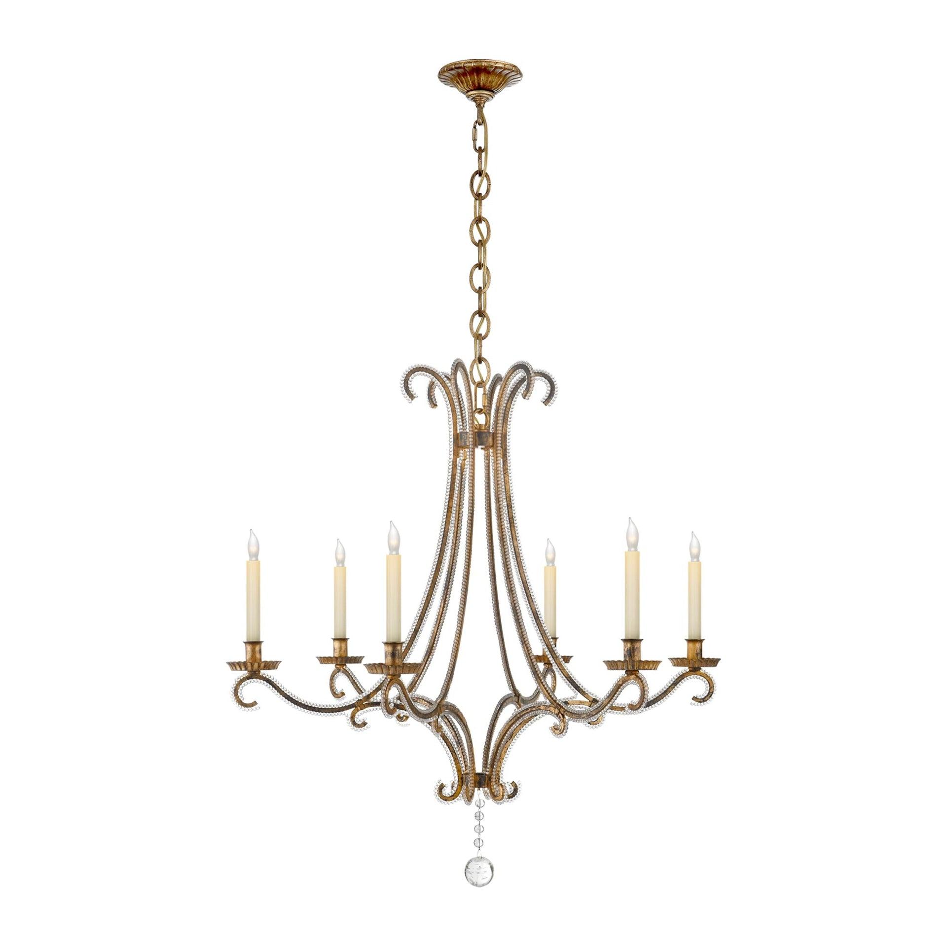 Oslo Elegance 33.75" Golded Iron Crystal Candle Chandelier
