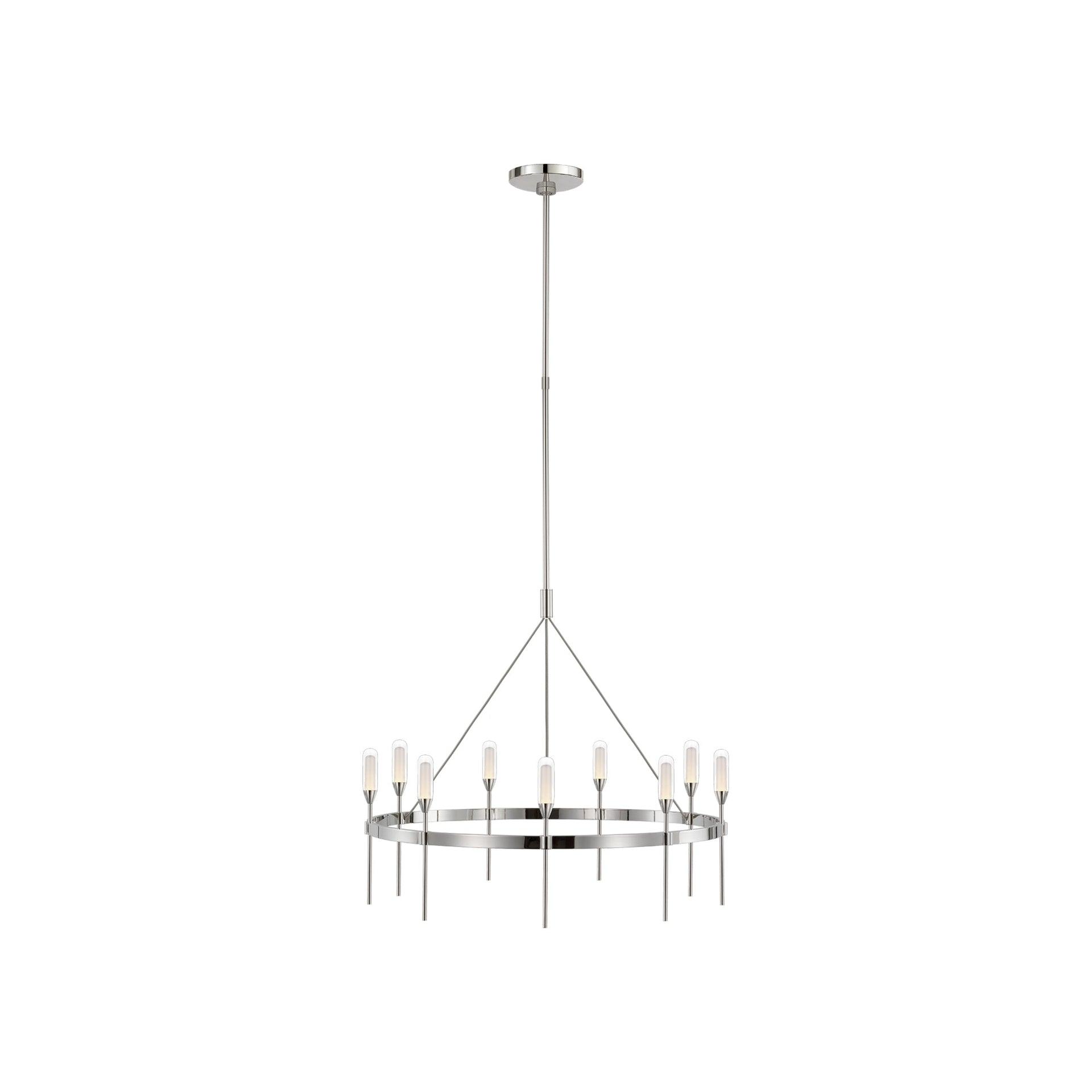 Polished Nickel and Crystal 9-Light LED Chandelier