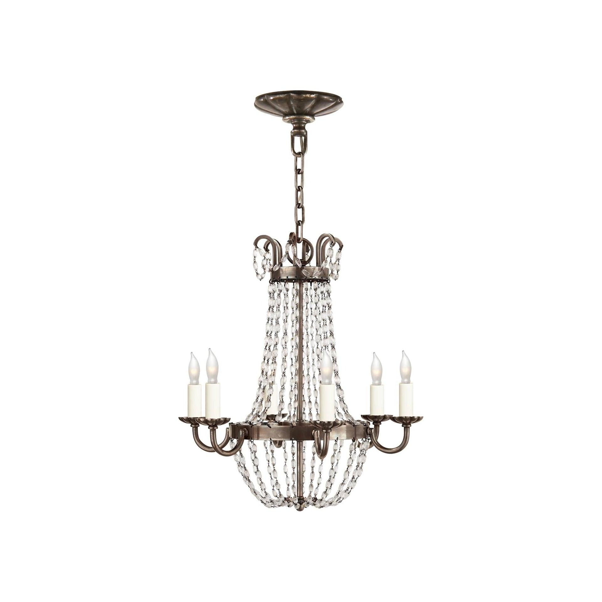 Paris Flea Market Inspired 17.5" Brass and Crystal Plug-in Chandelier