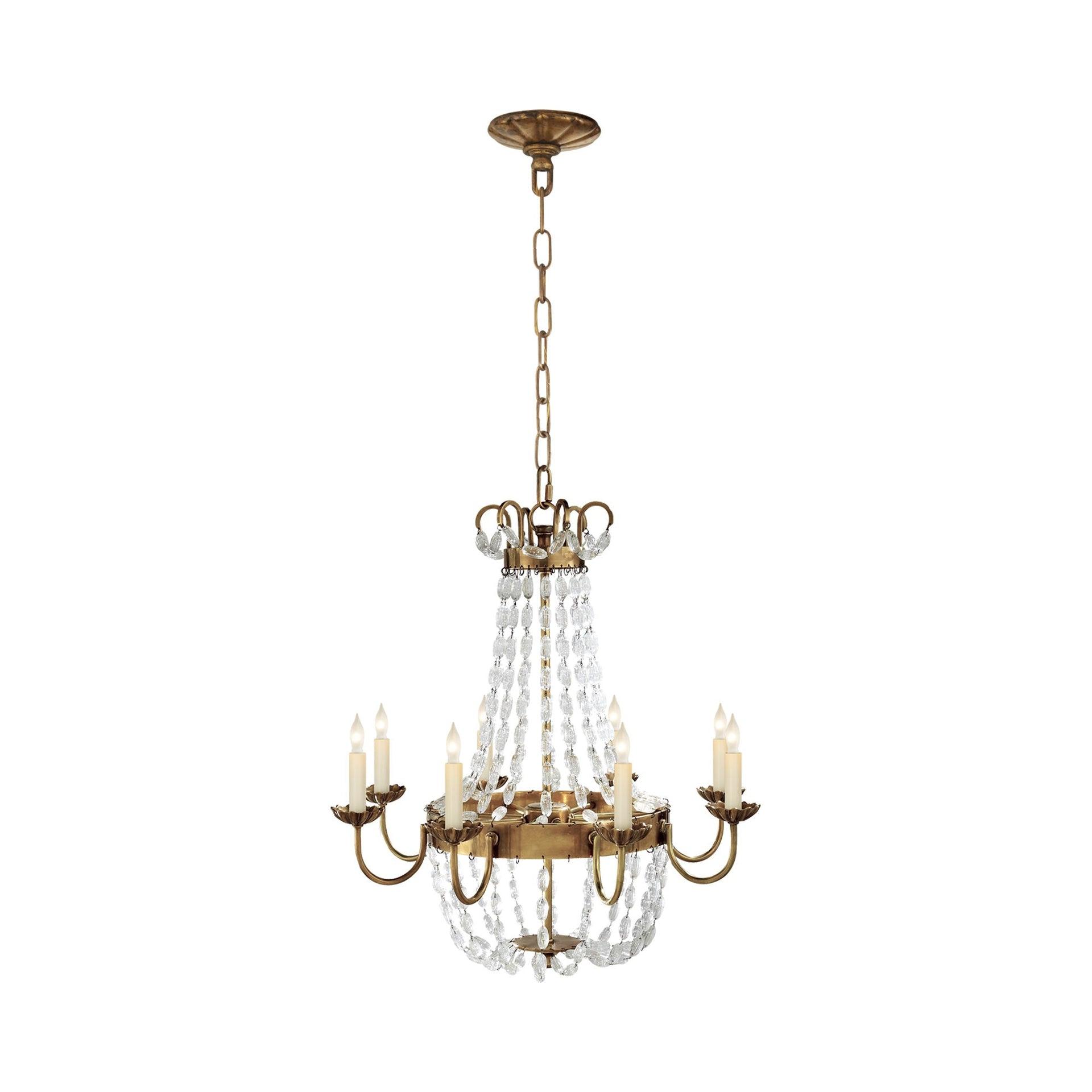 Paris Flea Market Antique-Burnished Brass Crystal Chandelier