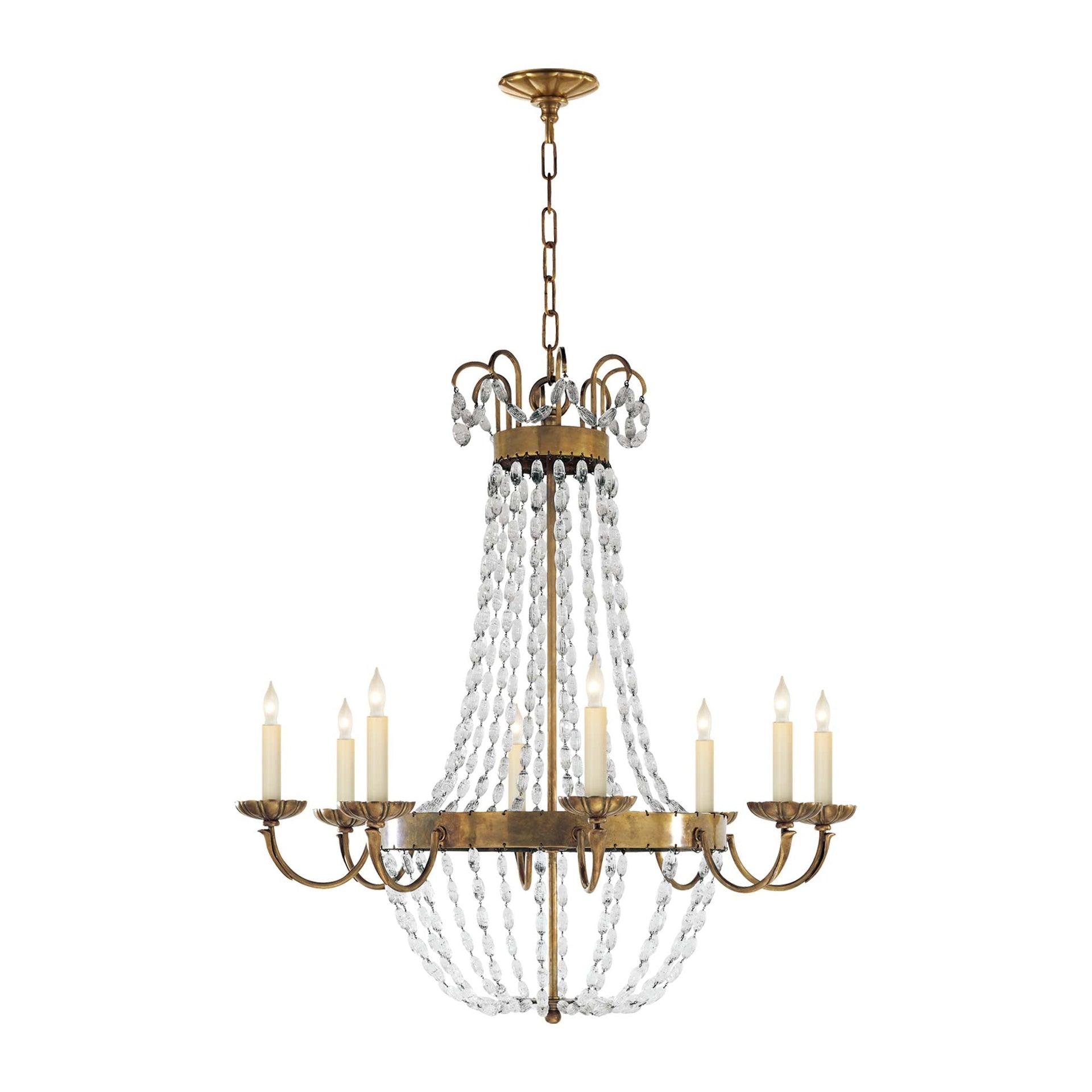 Antique-Burnished Brass Paris Flea Market Crystal Chandelier