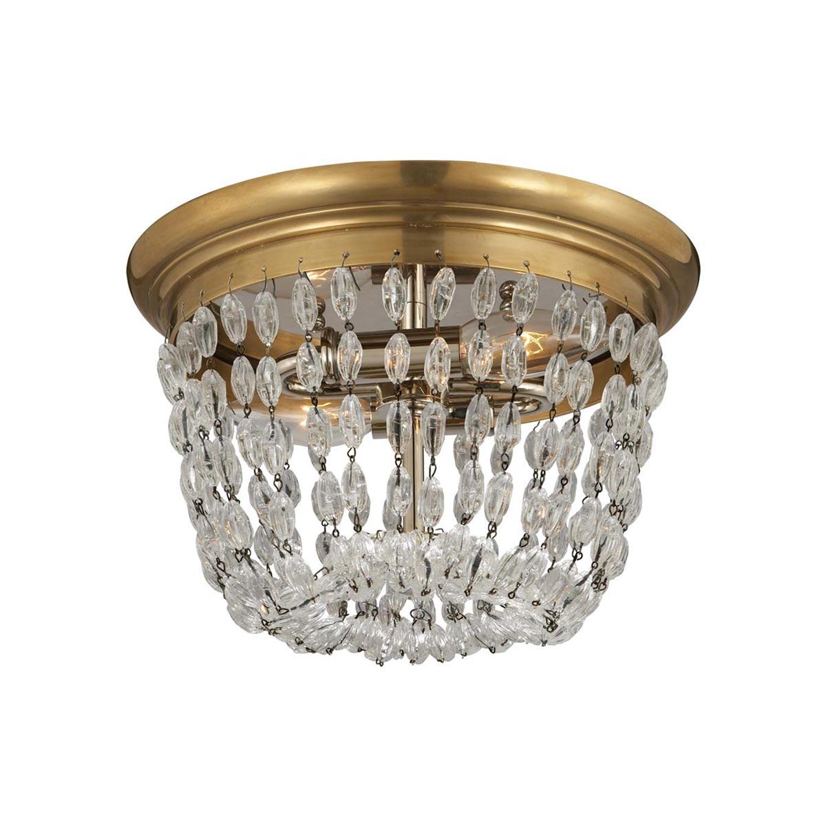 Antique Brass and Glass 2-Light Flush Mount