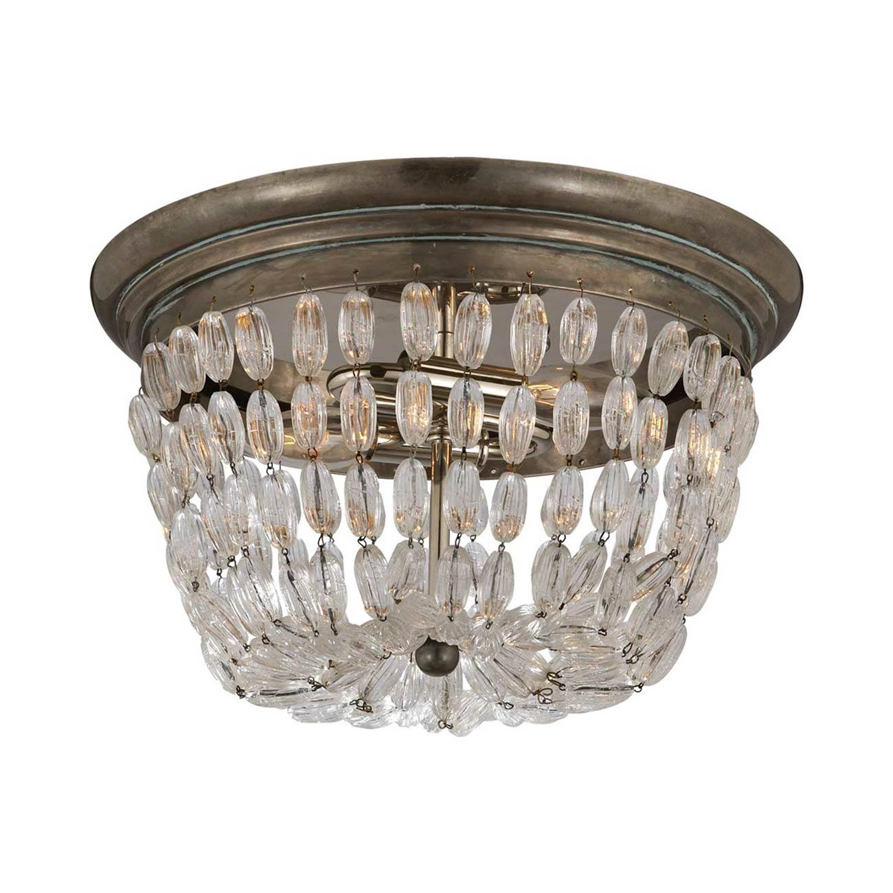 Sheffield Silver Elegance 9'' Flush Mount with Seeded Crystal Glass