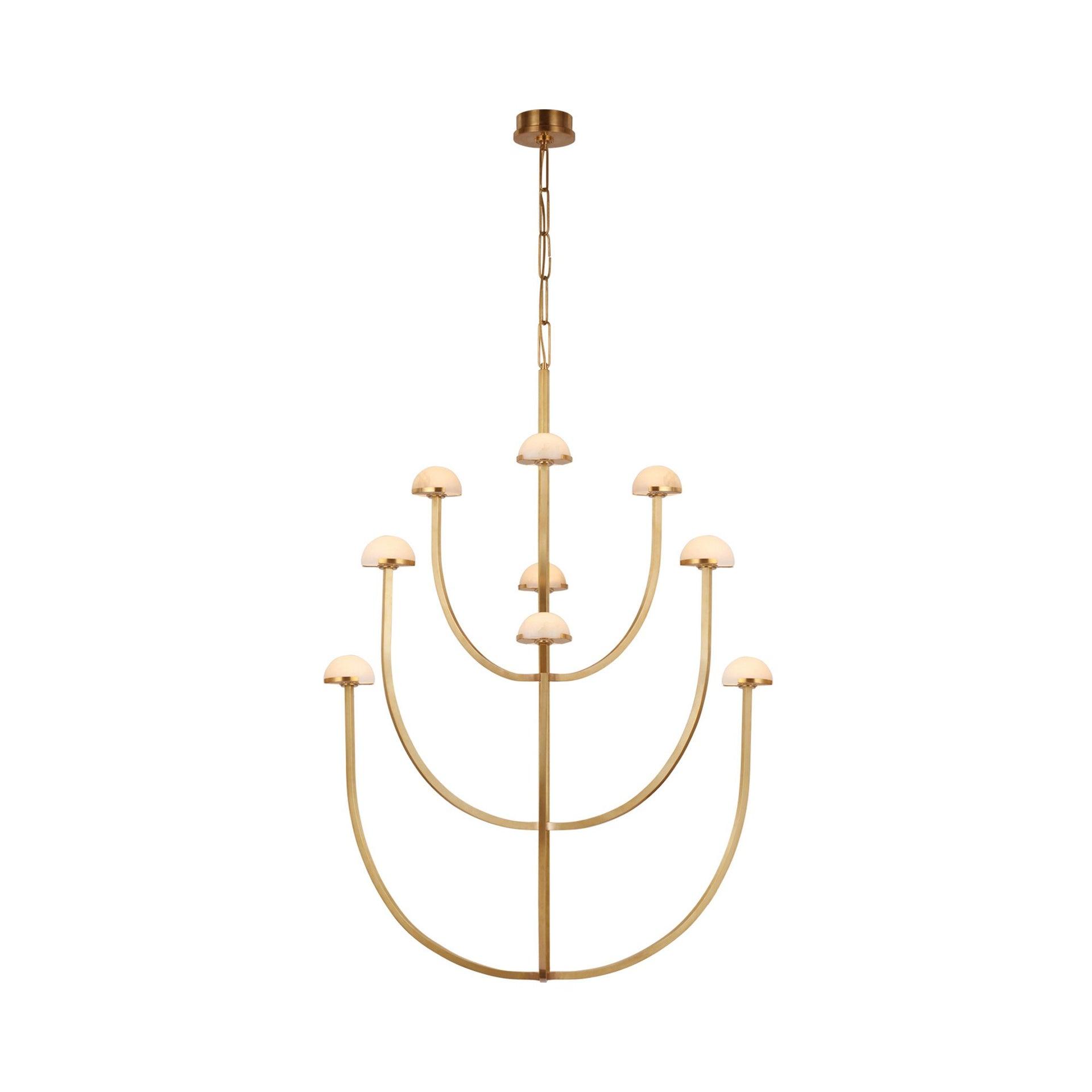 Antique Brass and Alabaster 9-Light LED Chandelier