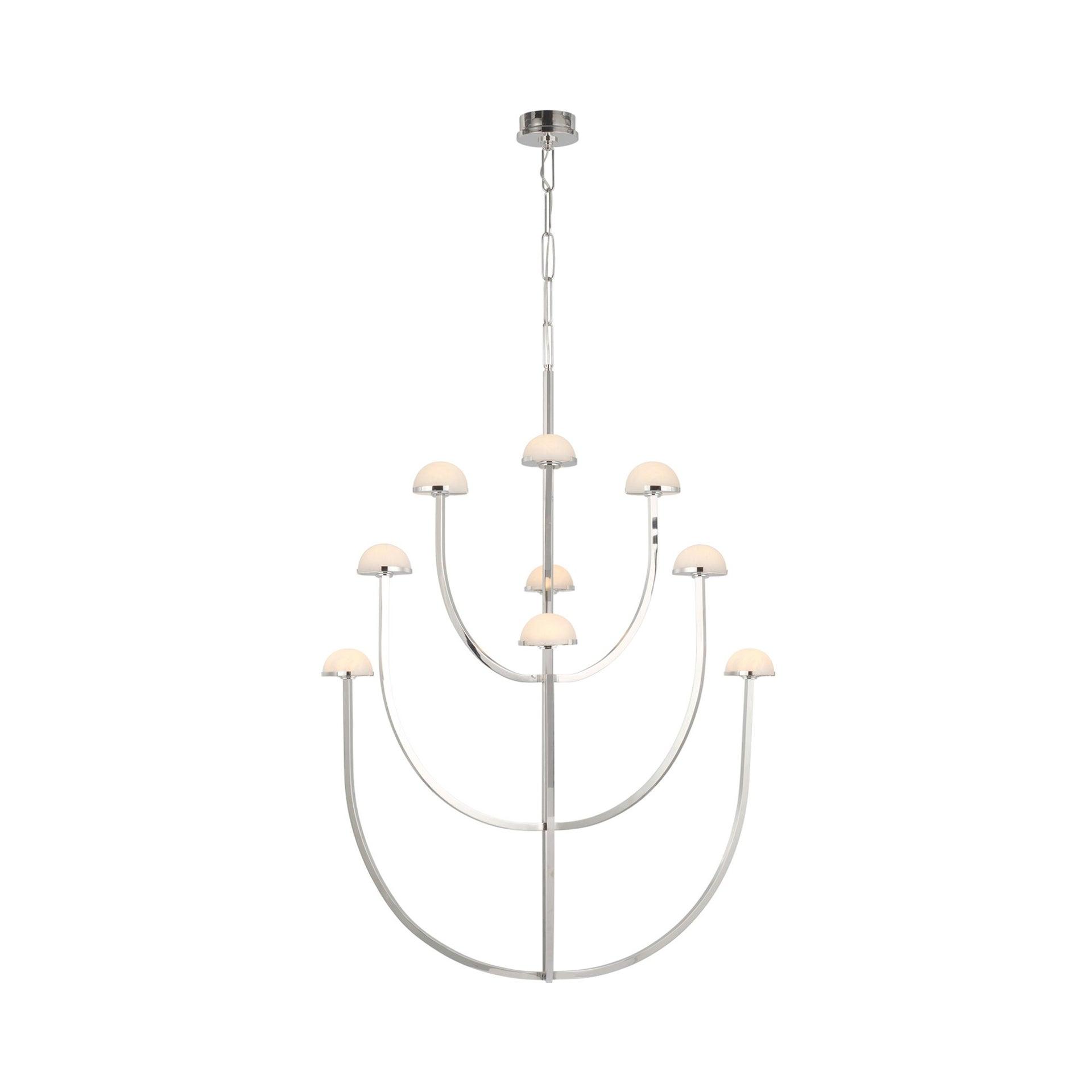Pedra Polished Nickel 52" LED Chandelier with Alabaster Accents