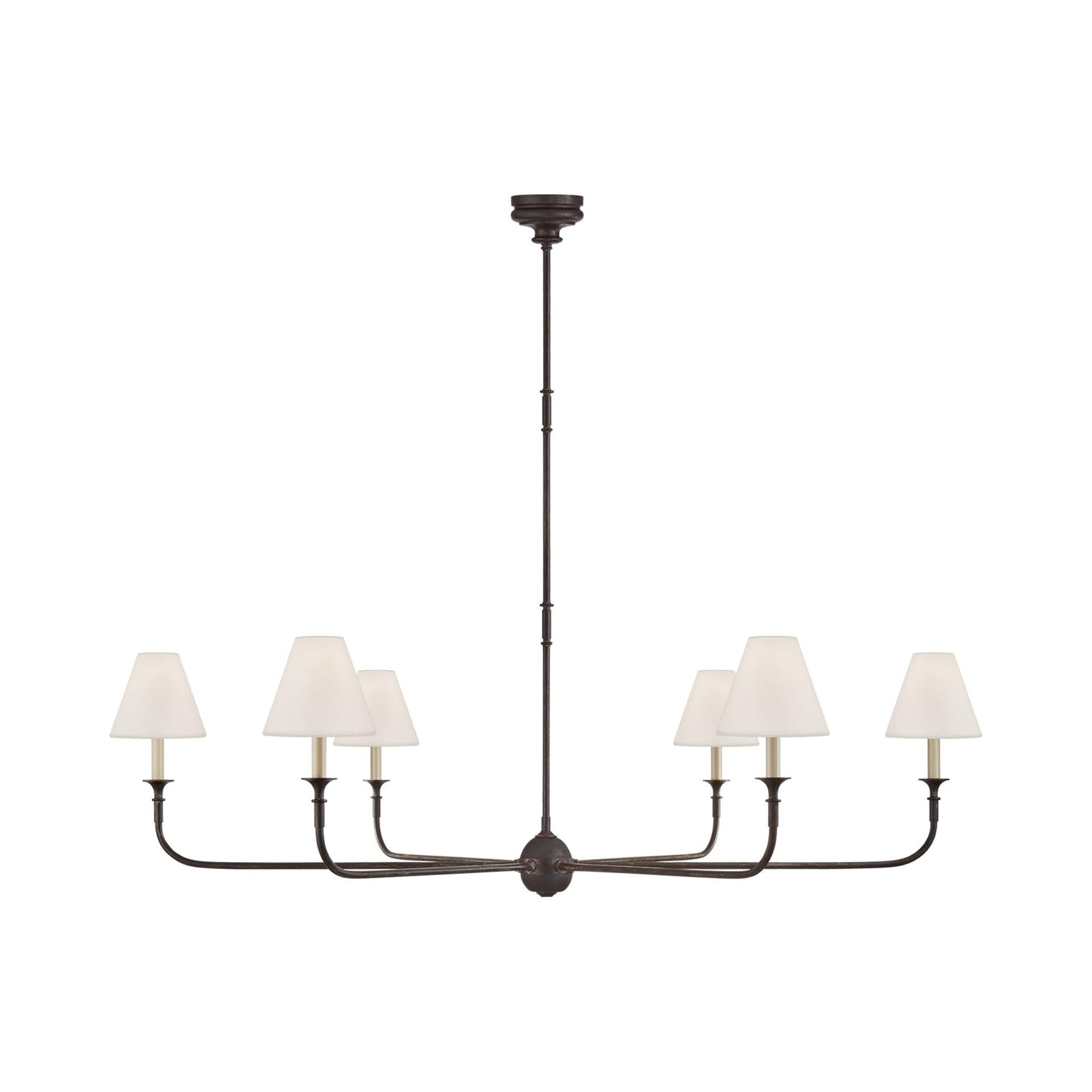 Aged Iron and Crystal 6-Light Candle Chandelier
