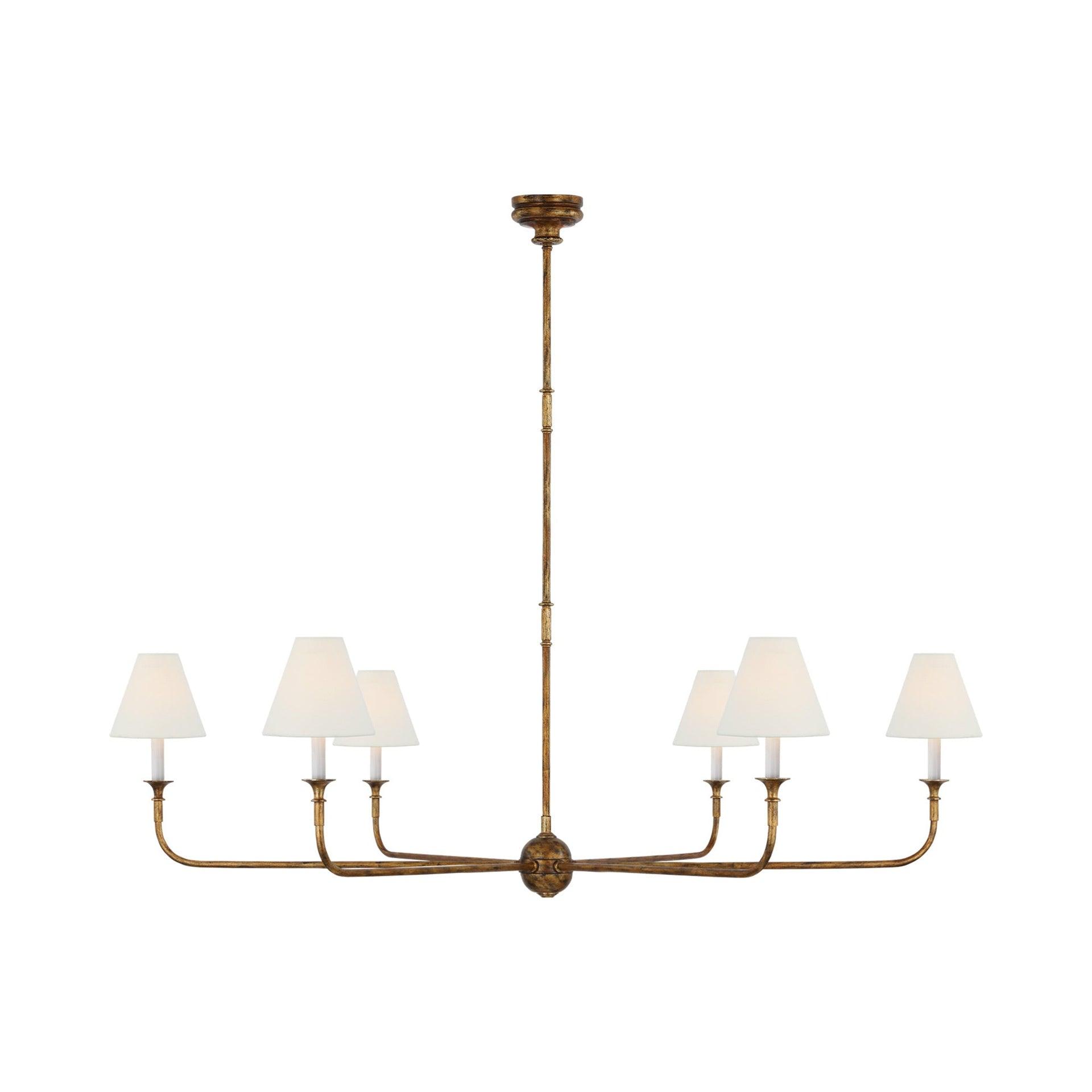 Antique Gild 6-Light Steel and Linen Chandelier