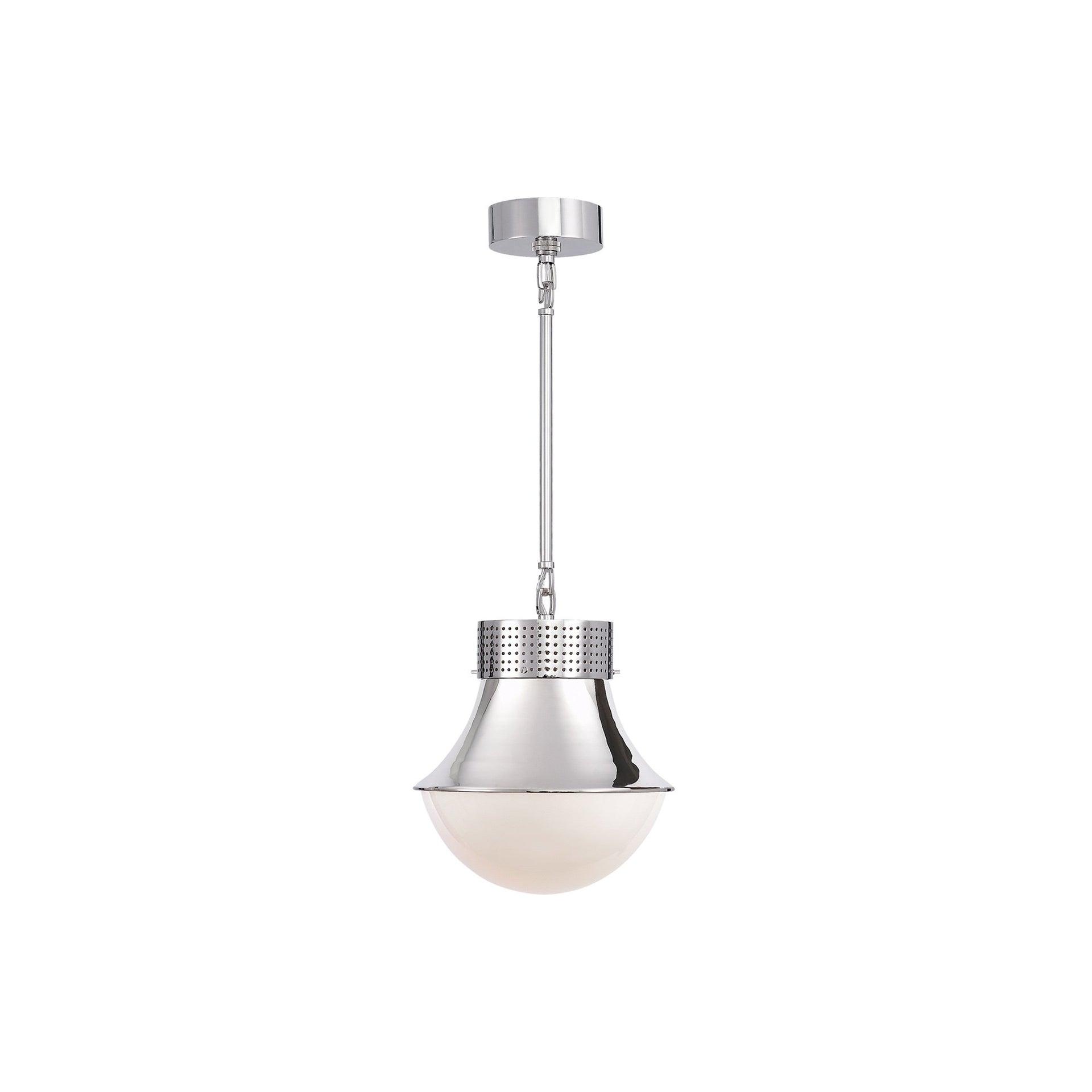 Polished Nickel Glass 12" Pendant Light