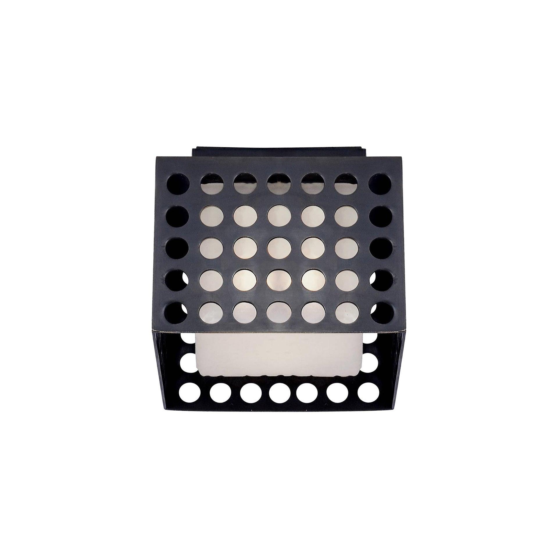 Precision Small Square Bronze Flush Mount with Clouded Glass