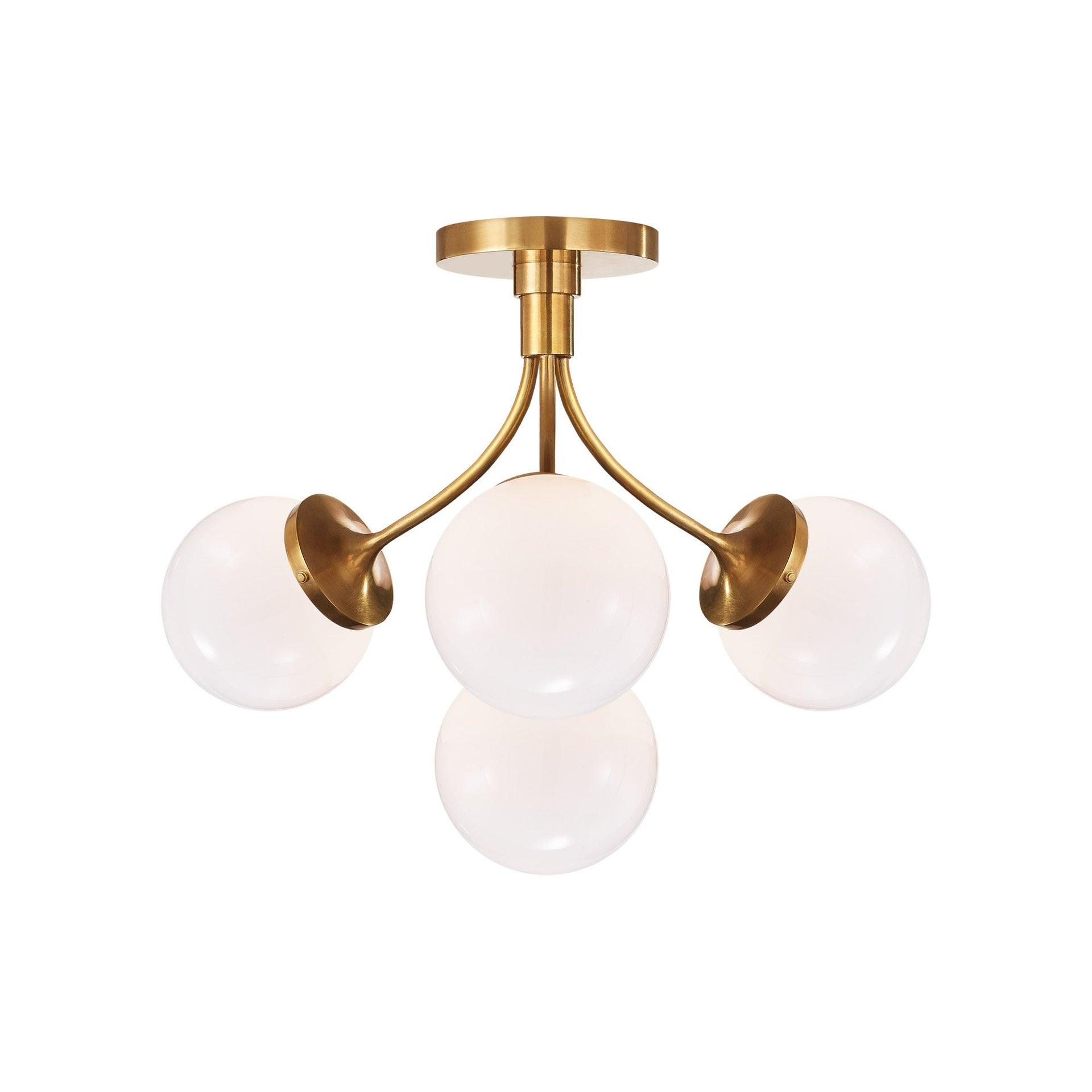 Prescott Soft Brass 4-Light Globe Semi Flush Mount