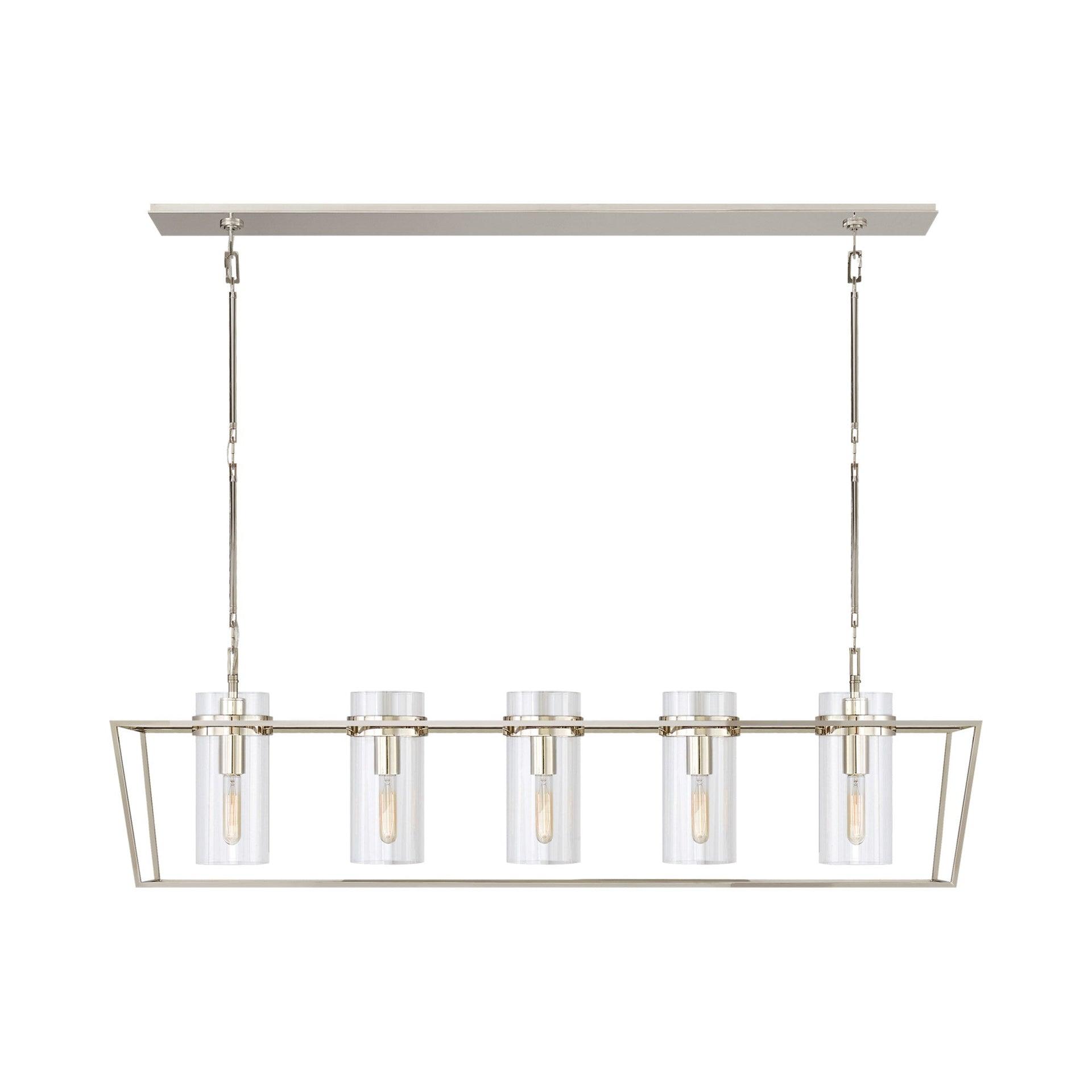 Presidio Polished Nickel 5-Light Indoor Island Lantern Chandelier
