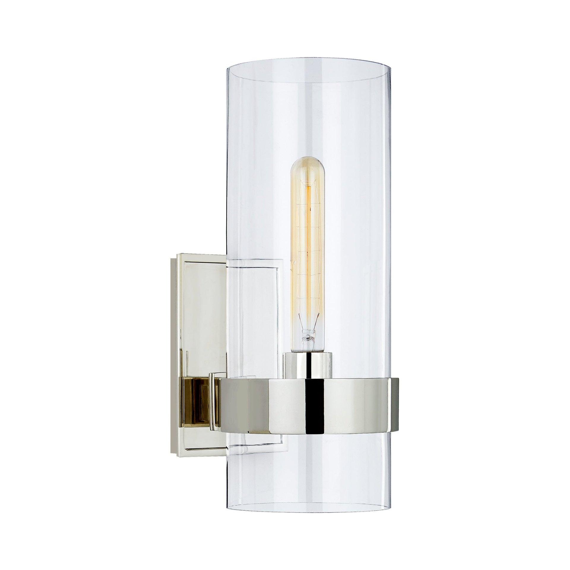 Presidio Polished Nickel 14" Direct-Wired Black Sconce