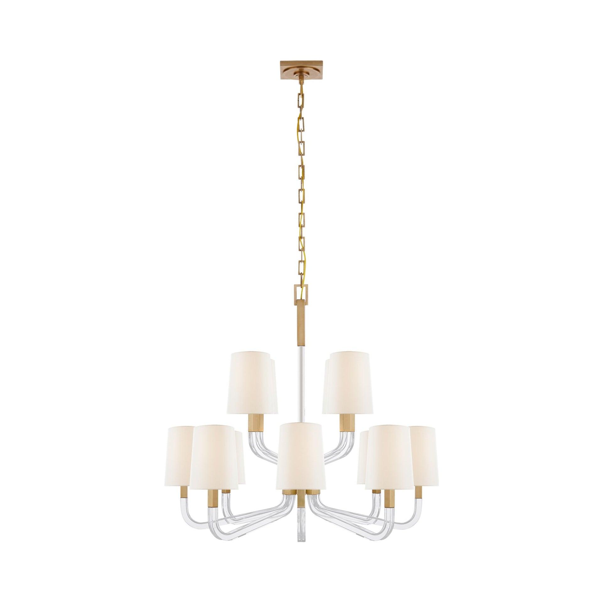 Reagan Nickel and Crystal 29.75" Plug-in Chandelier with Candle Shades