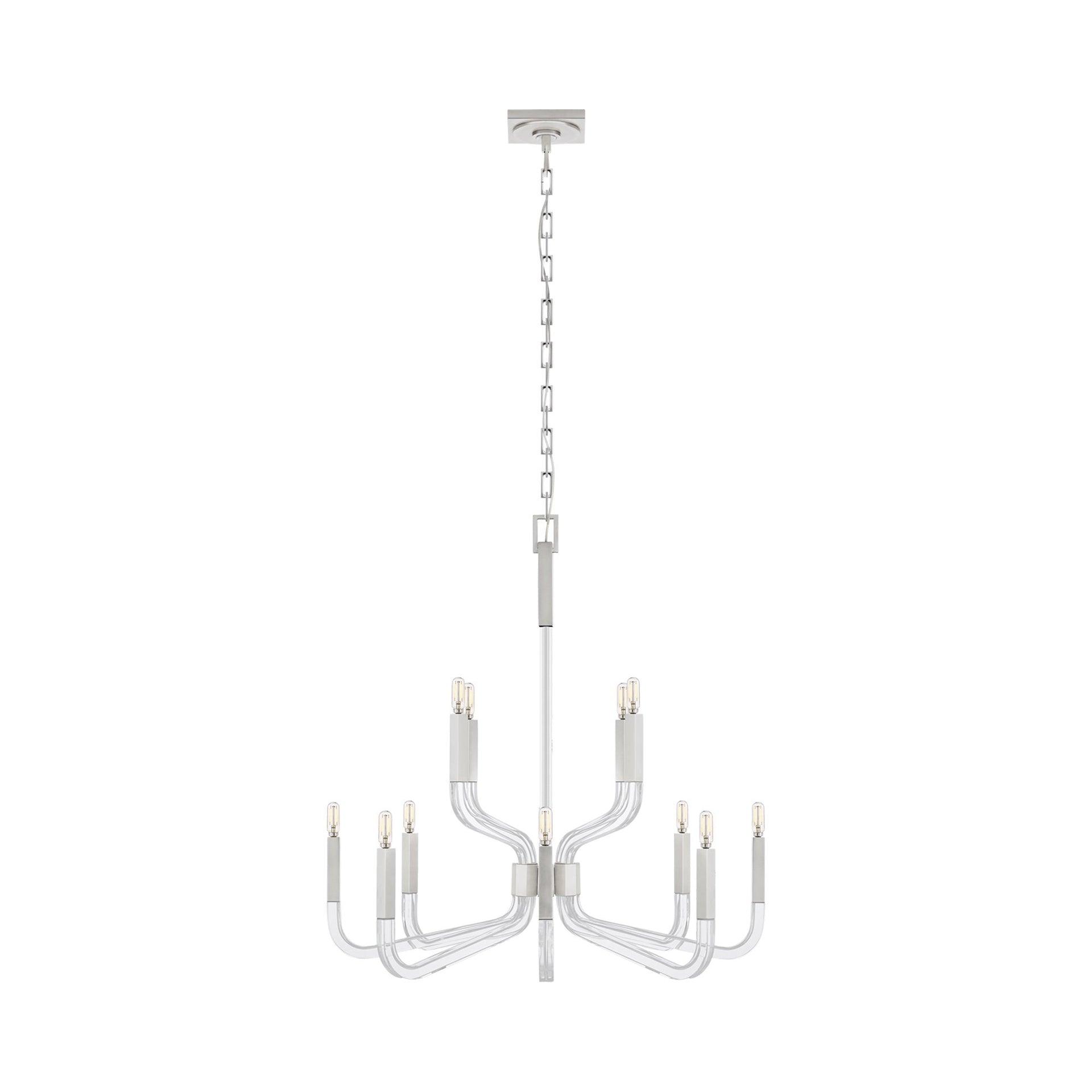 Reagan Polished Nickel & Crystal 12-Light Contemporary Chandelier