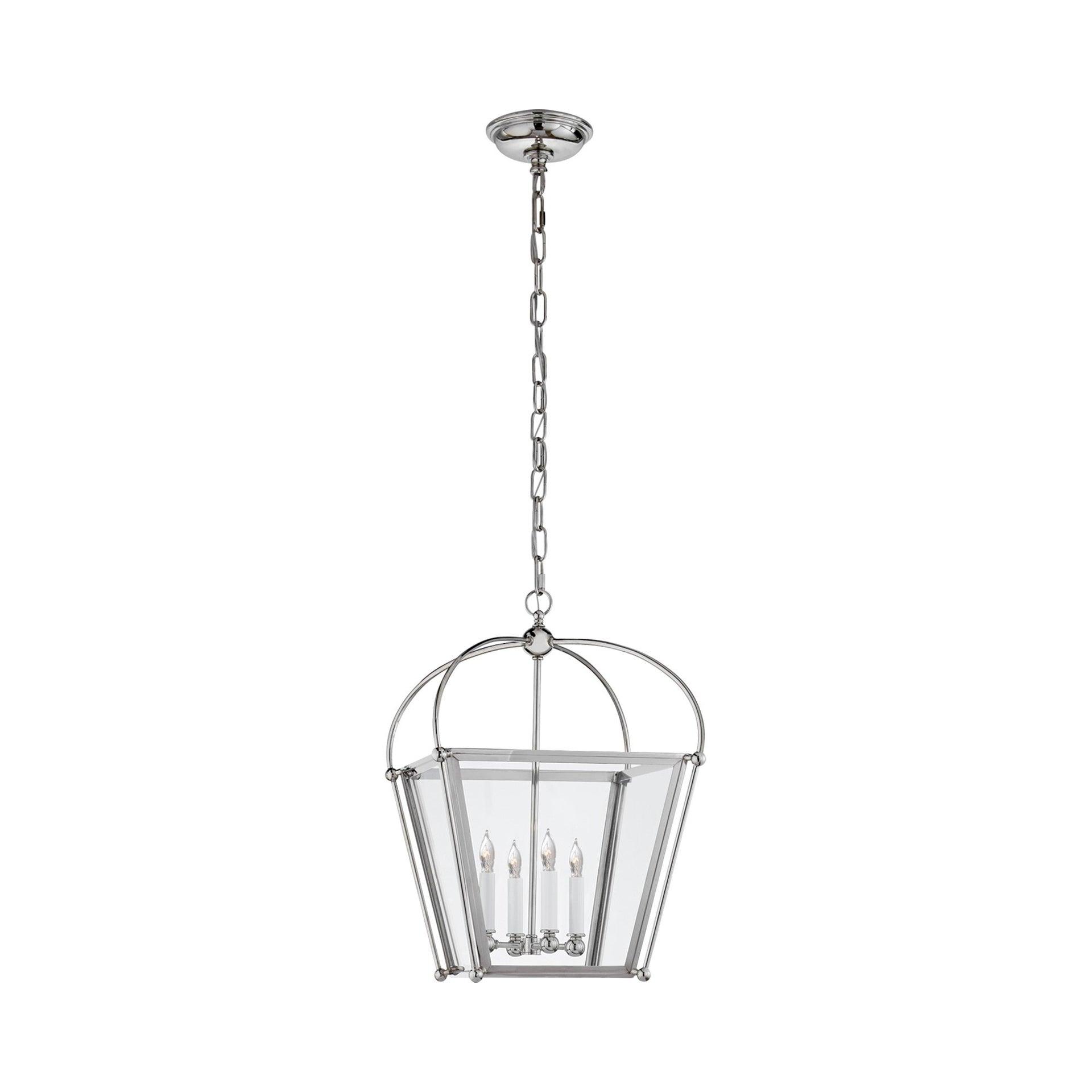 Riverside Polished Nickel Square Lantern with Clear Glass Panels