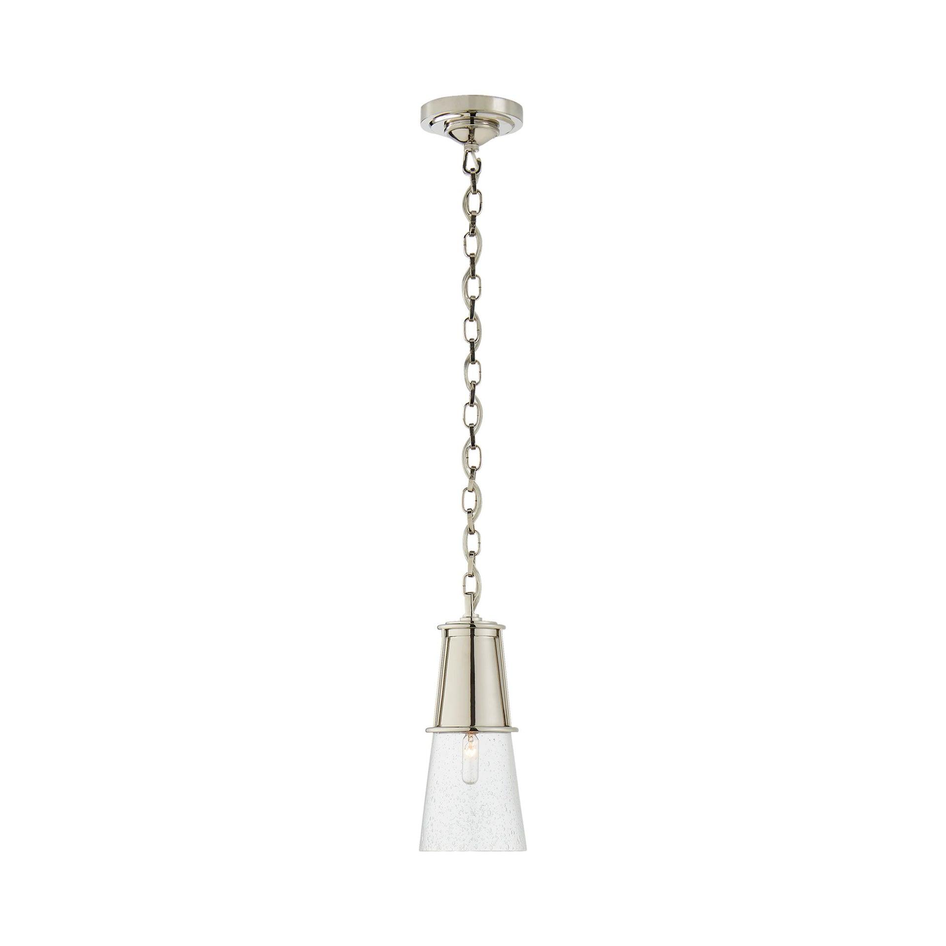 Robinson Polished Nickel 11.25" Indoor/Outdoor Seeded Glass Pendant