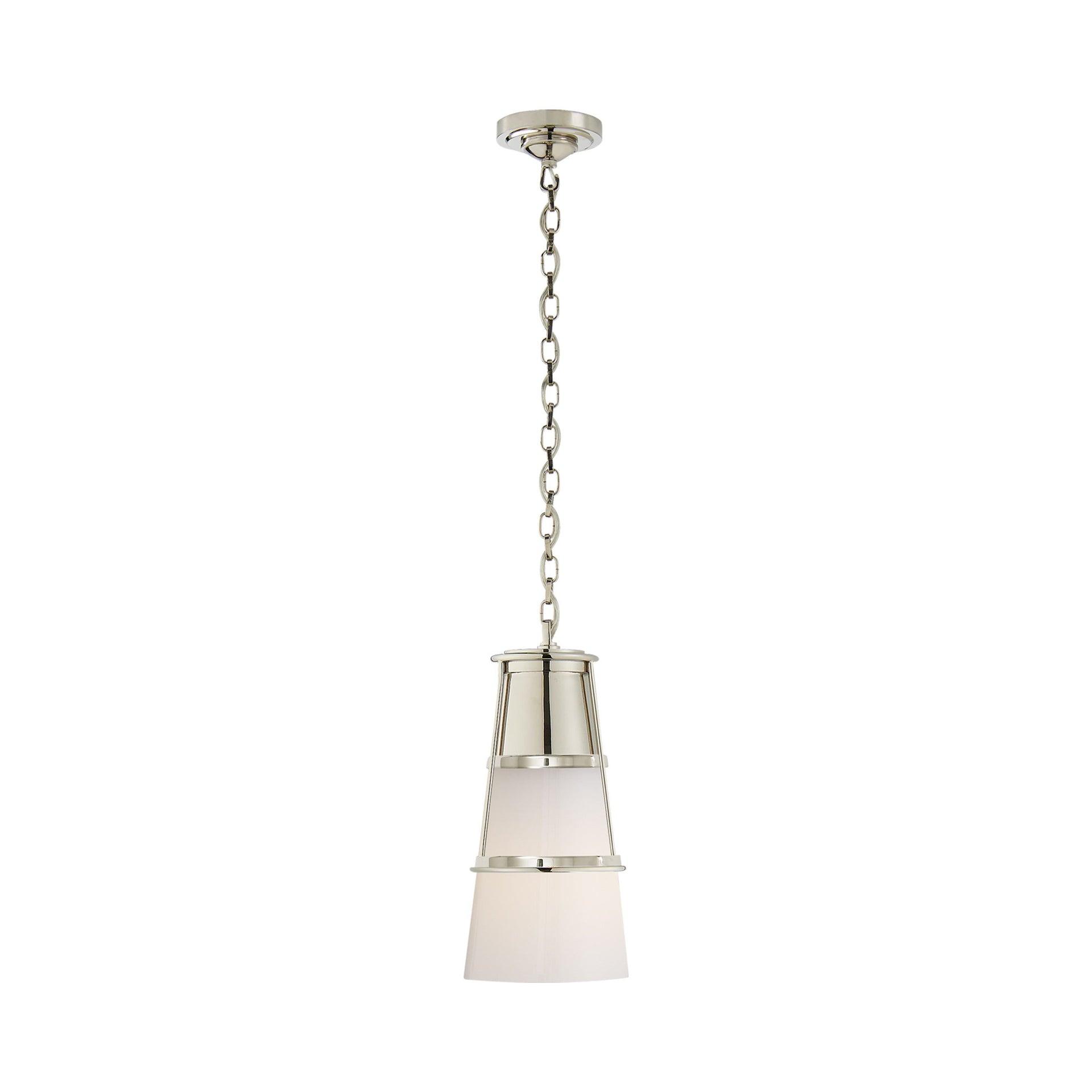 Polished Nickel and White Glass 15" Pendant Light
