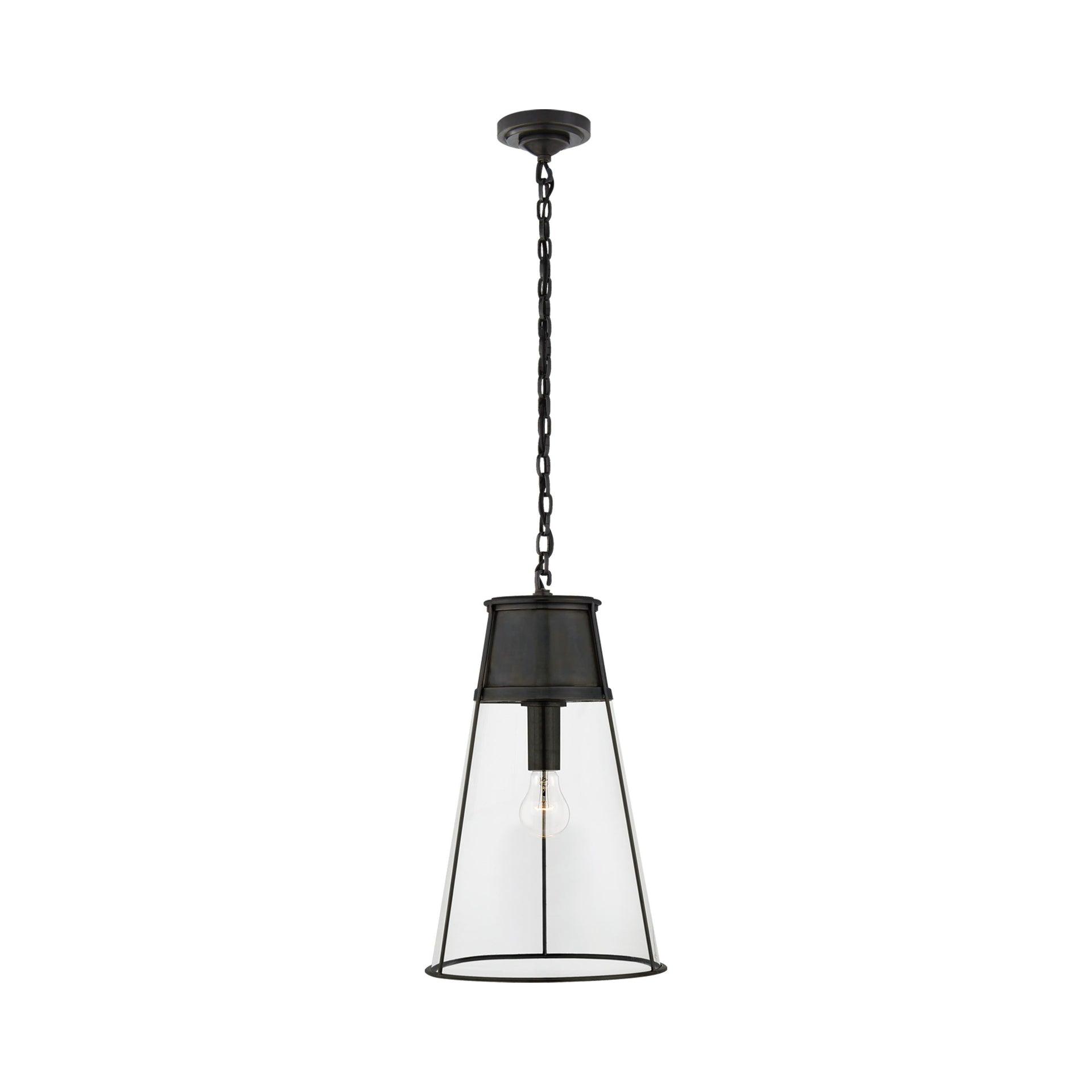 Contemporary Robinson Bronze & Clear Glass Large Pendant