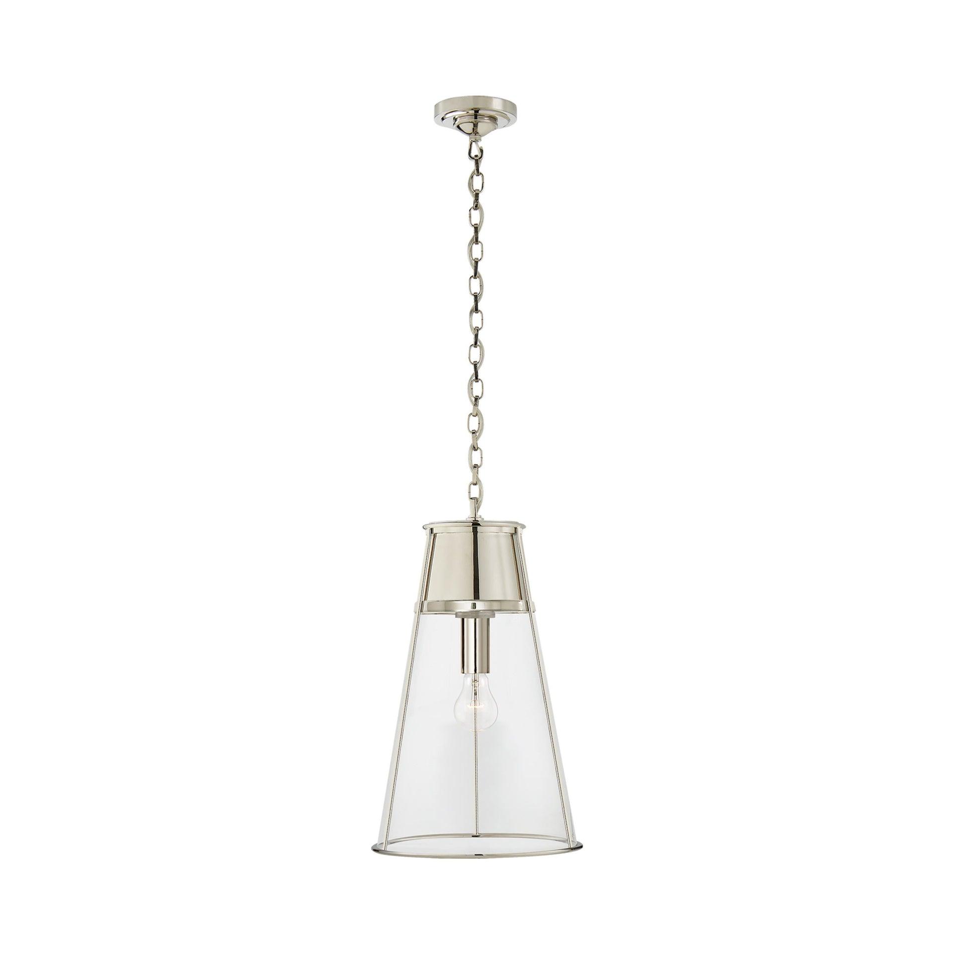 Robinson 19.5" Polished Nickel & Seeded Glass Indoor/Outdoor Pendant