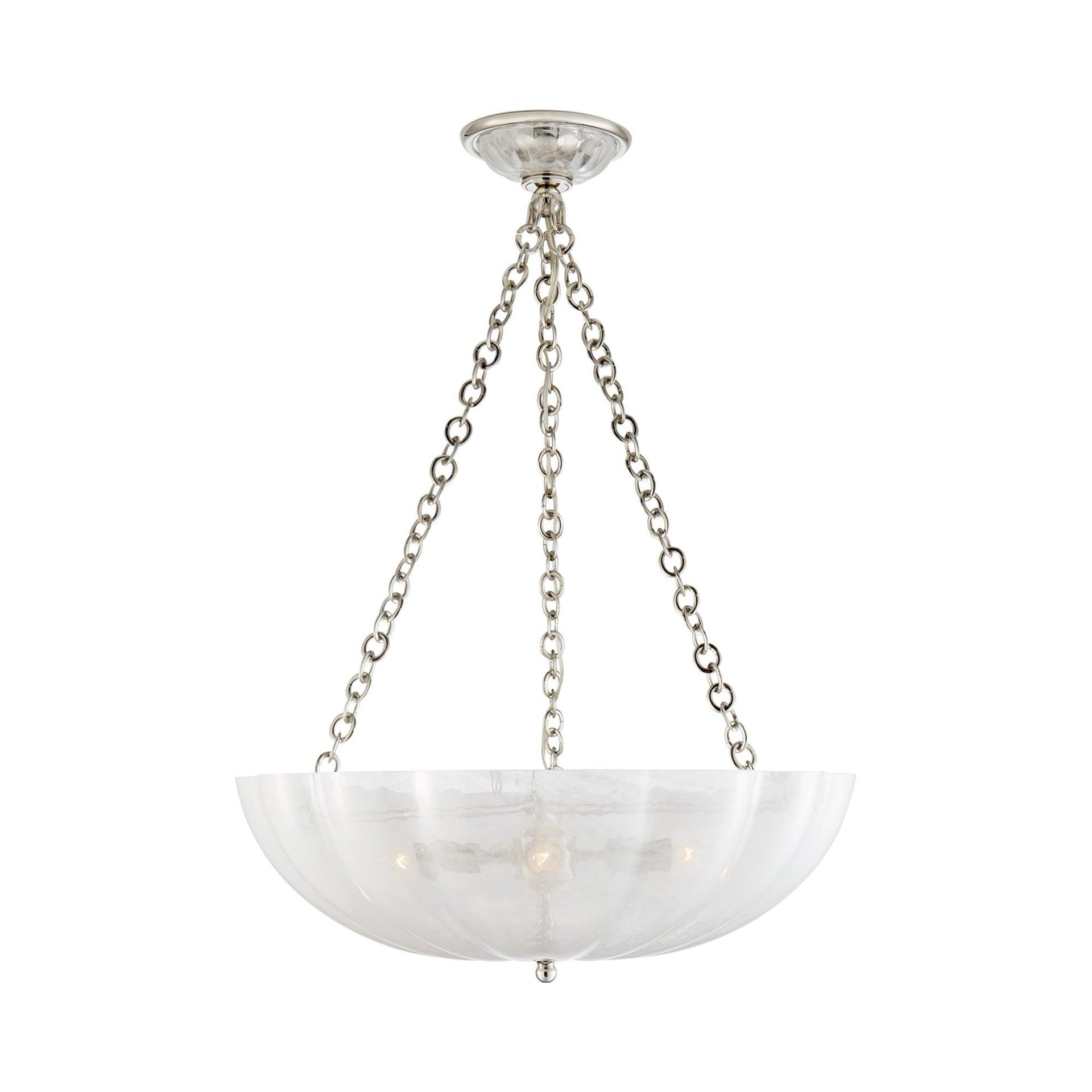 Polished Nickel Crystal Candle Chandelier, 30.25" Height