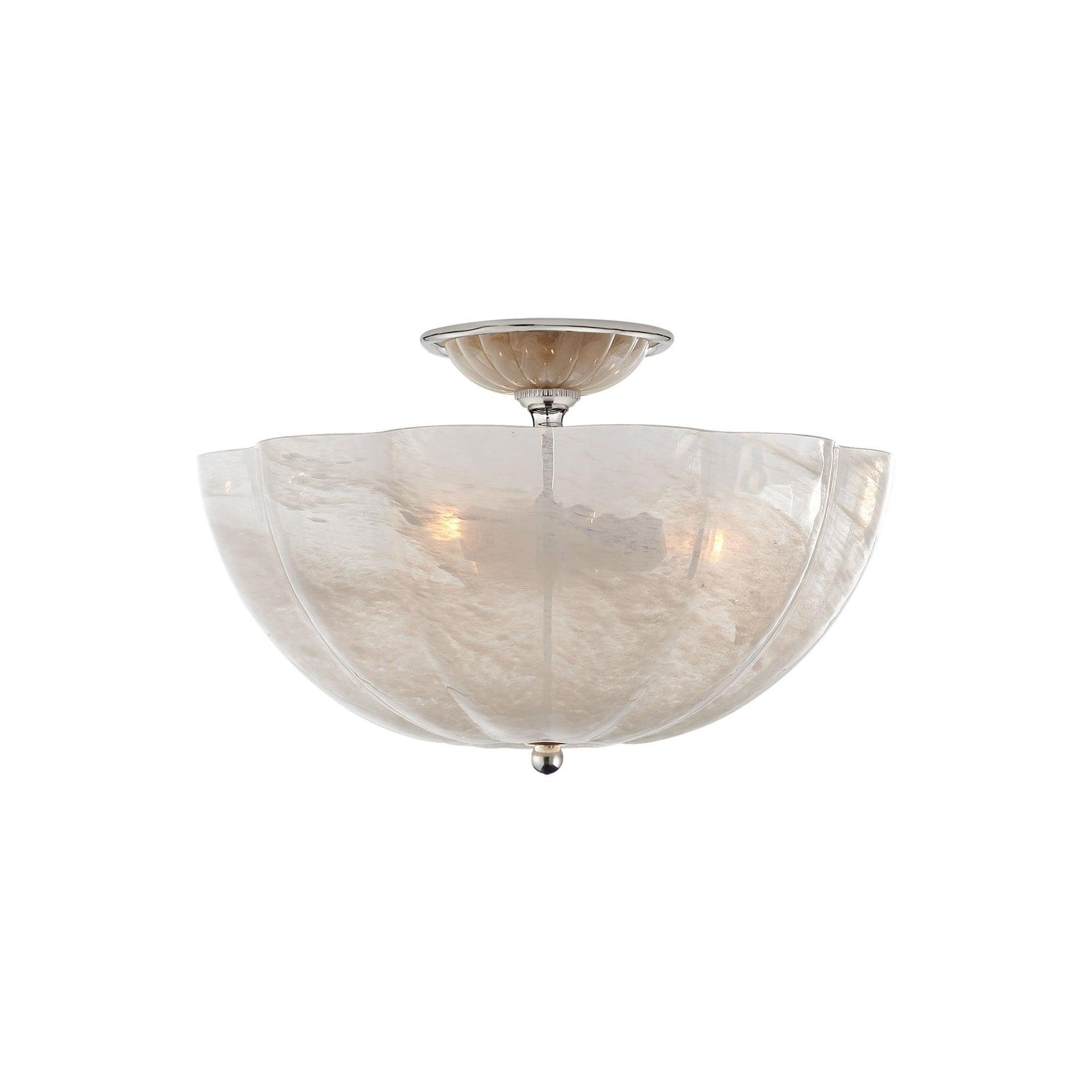 Polished Nickel 16" Glass Semi Flush Mount Light