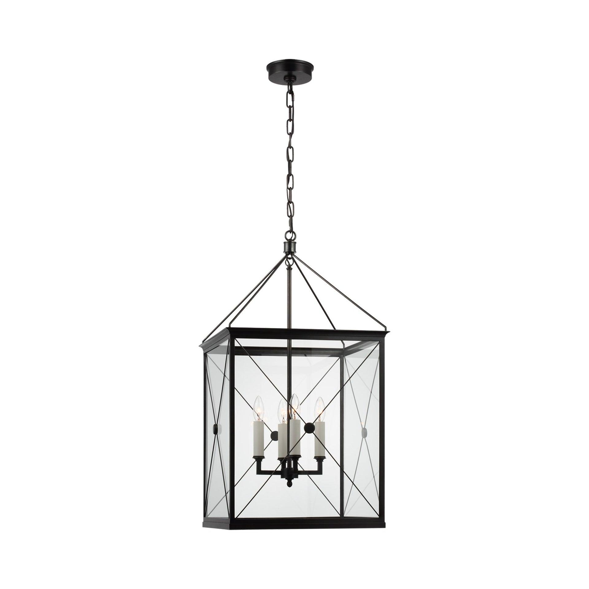 Rossi 33.5'' Bronze and Polished Nickel LED Pendant Light with Glass Accents