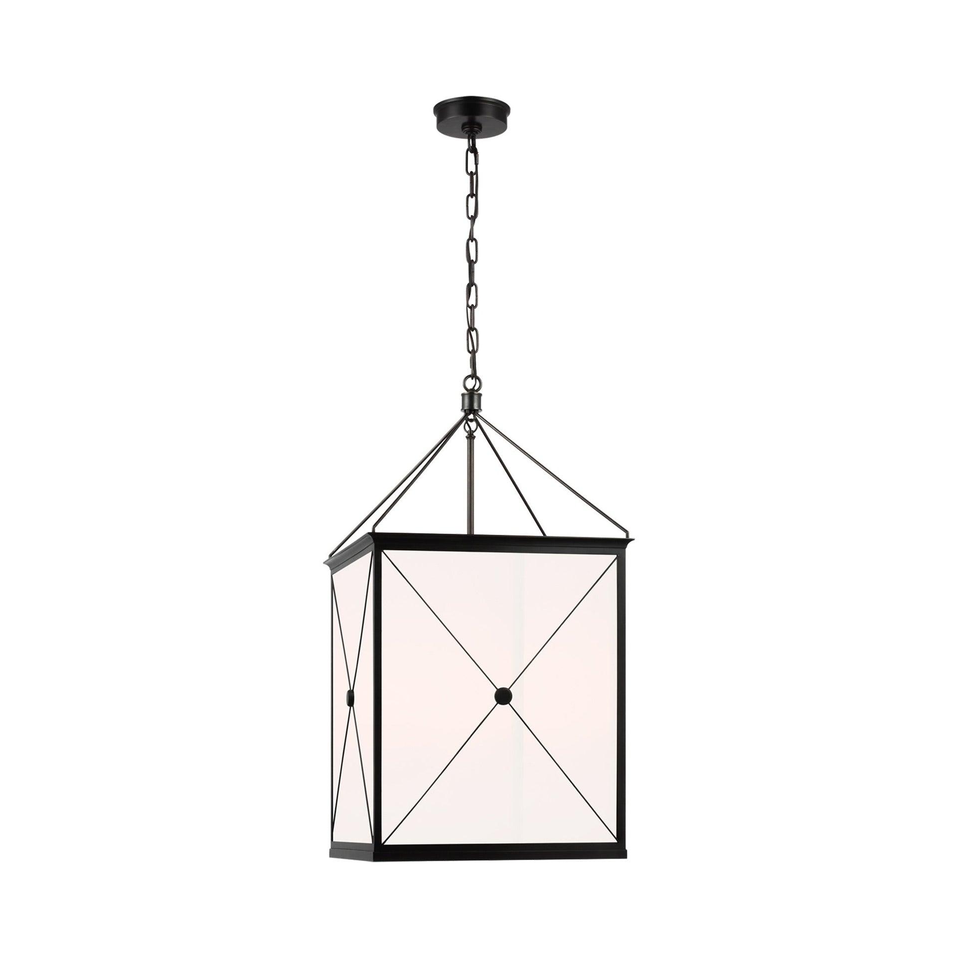 Rossi 33.5" Modern Bronze LED Pendant Light with Glass Panels