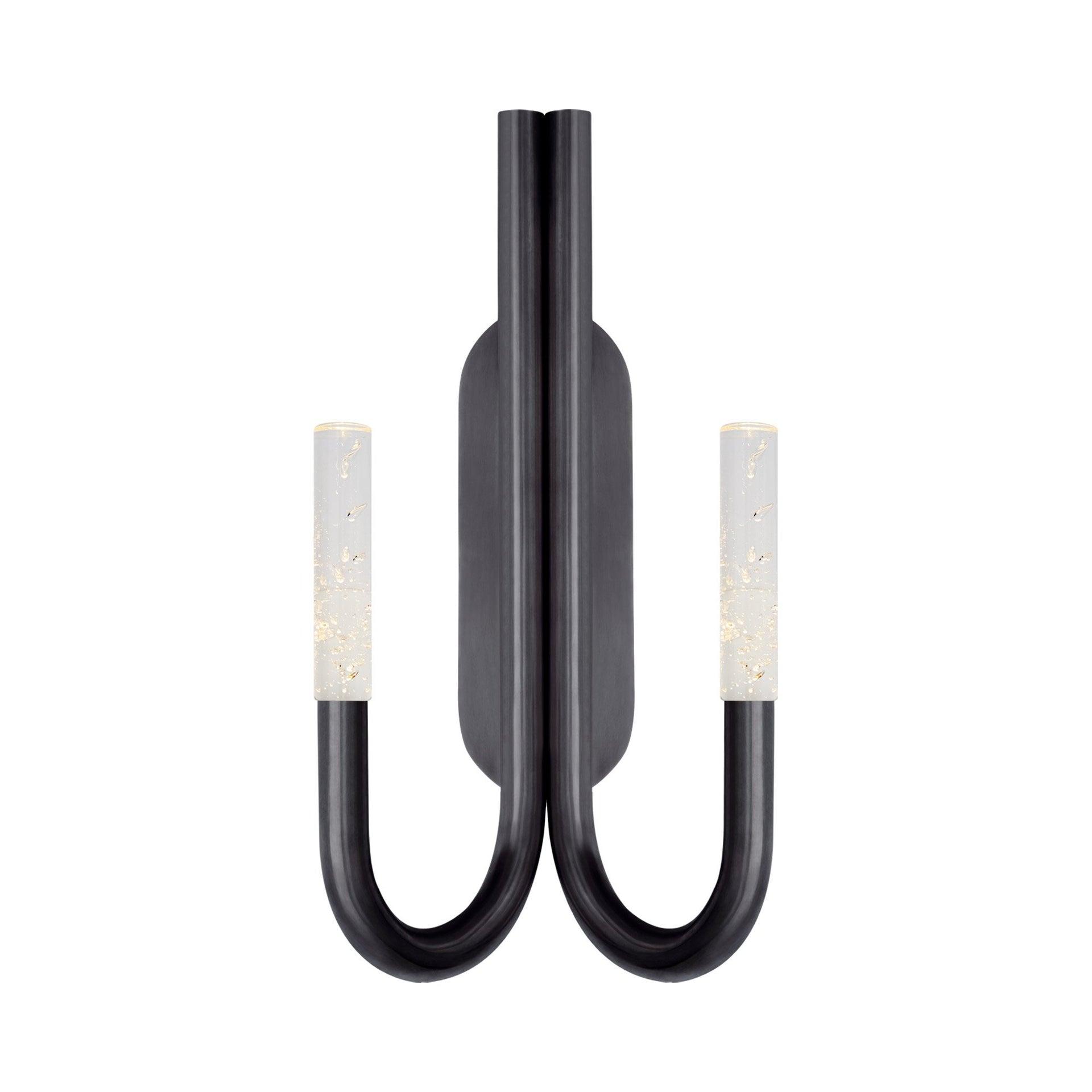 Rousseau Double Curve 20'' Black and Bronze LED Vanity Sconce