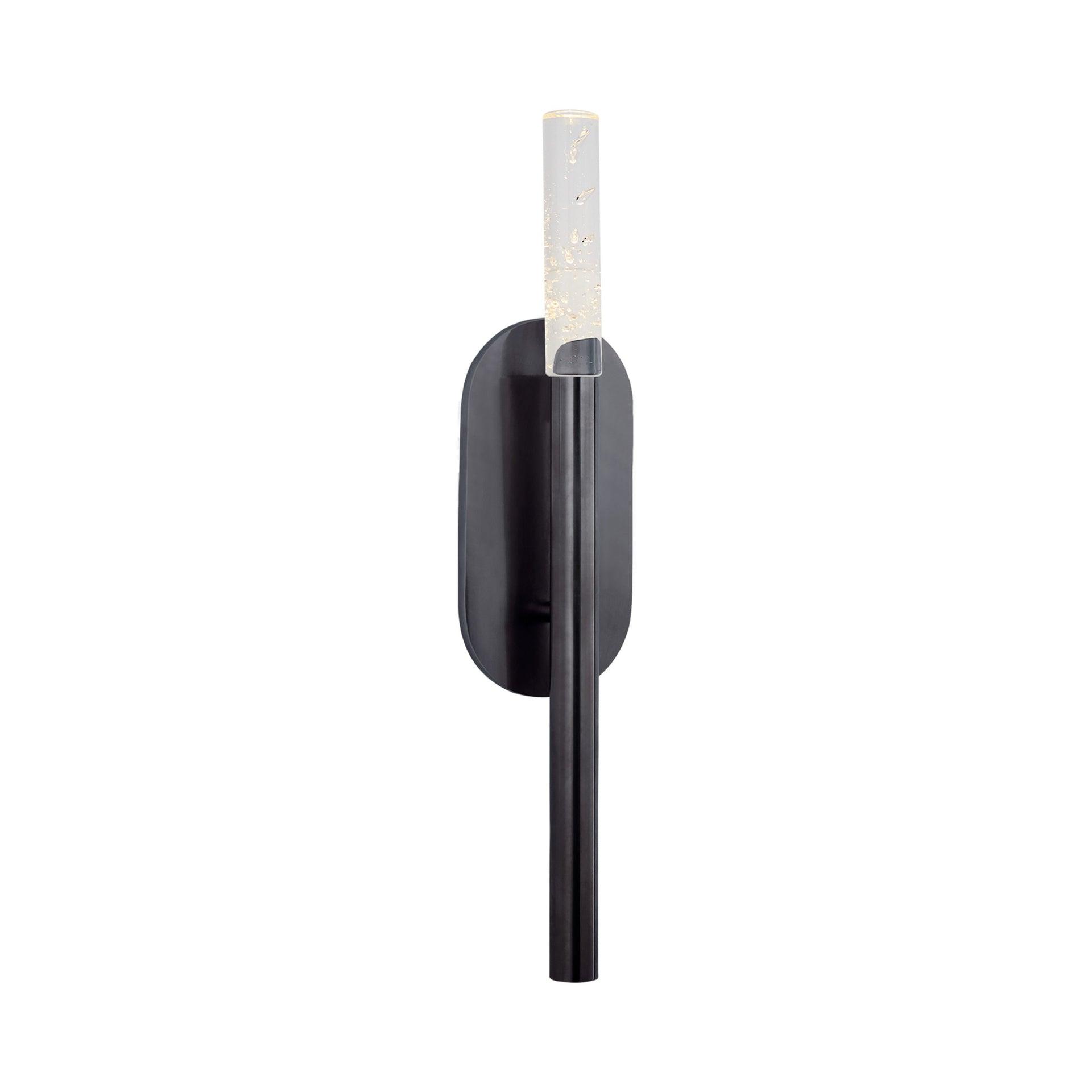 20" Slim Bronze & Black LED Outdoor Bath Sconce with Seeded Glass