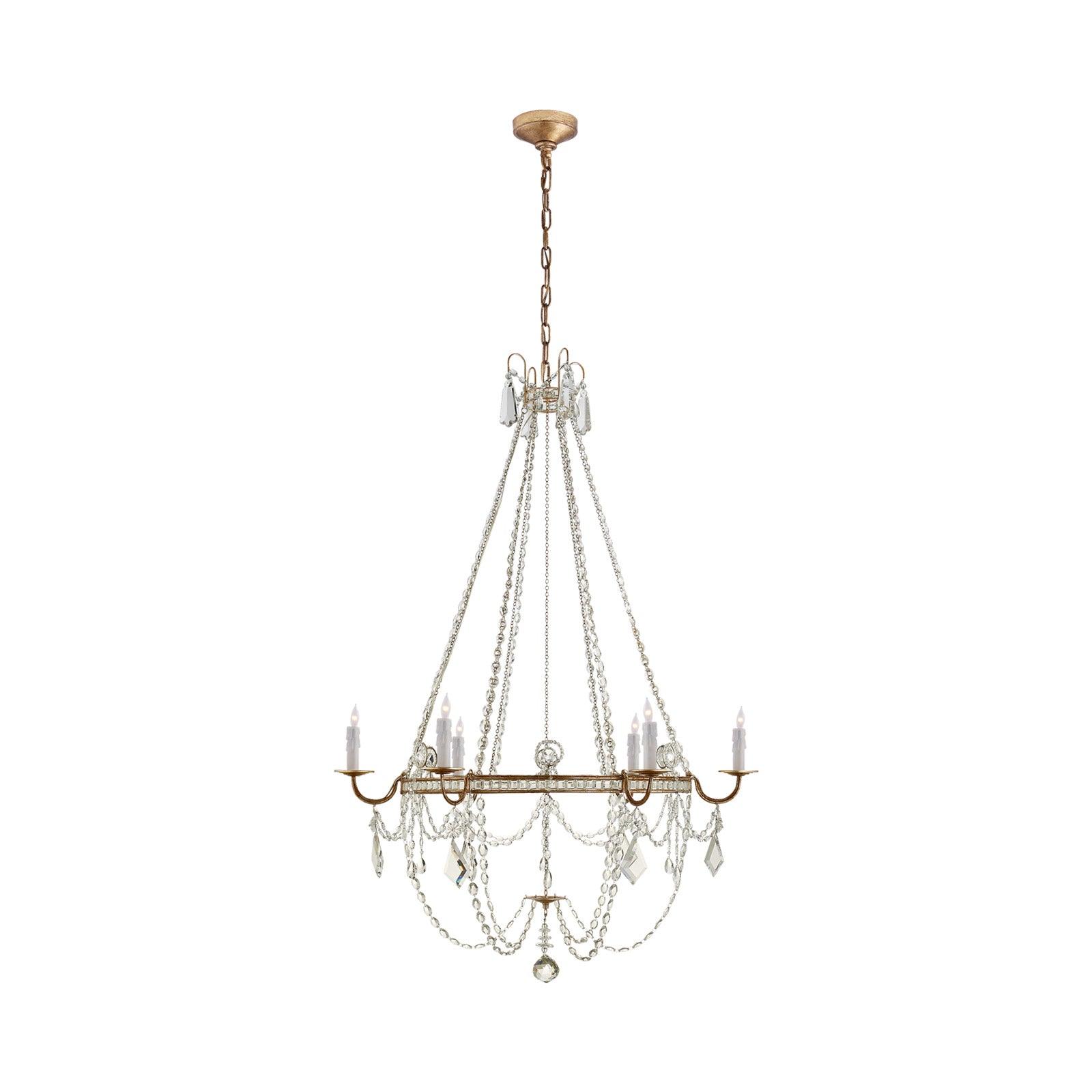 Sharon 6-Light Gilded Iron Crystal Candle Chandelier