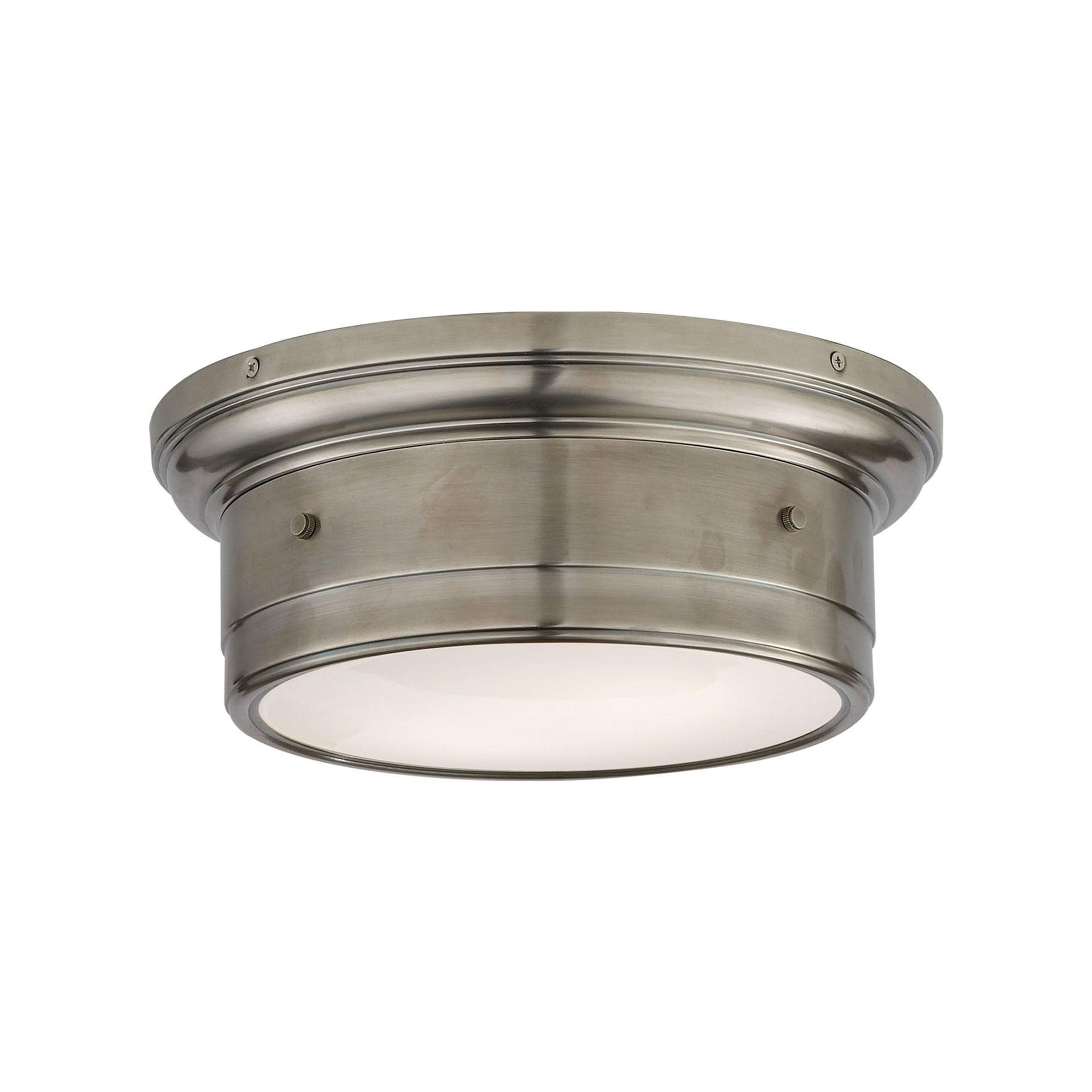Siena Rivet-Detailed 11.75" Polished Nickel Ceiling Light with White Glass