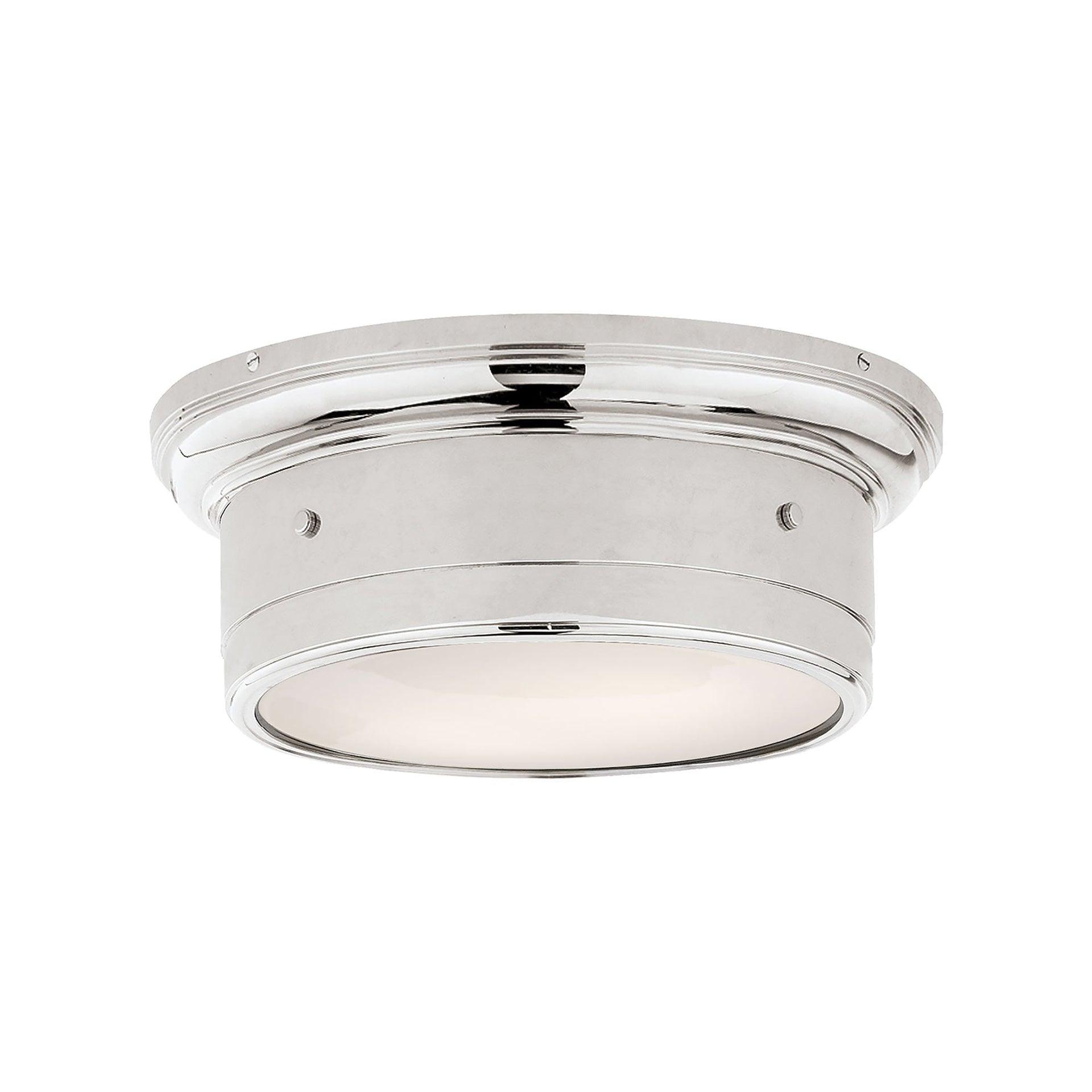 Siena Coastal Industrial 11.75" Polished Nickel & Glass Flush Mount Light