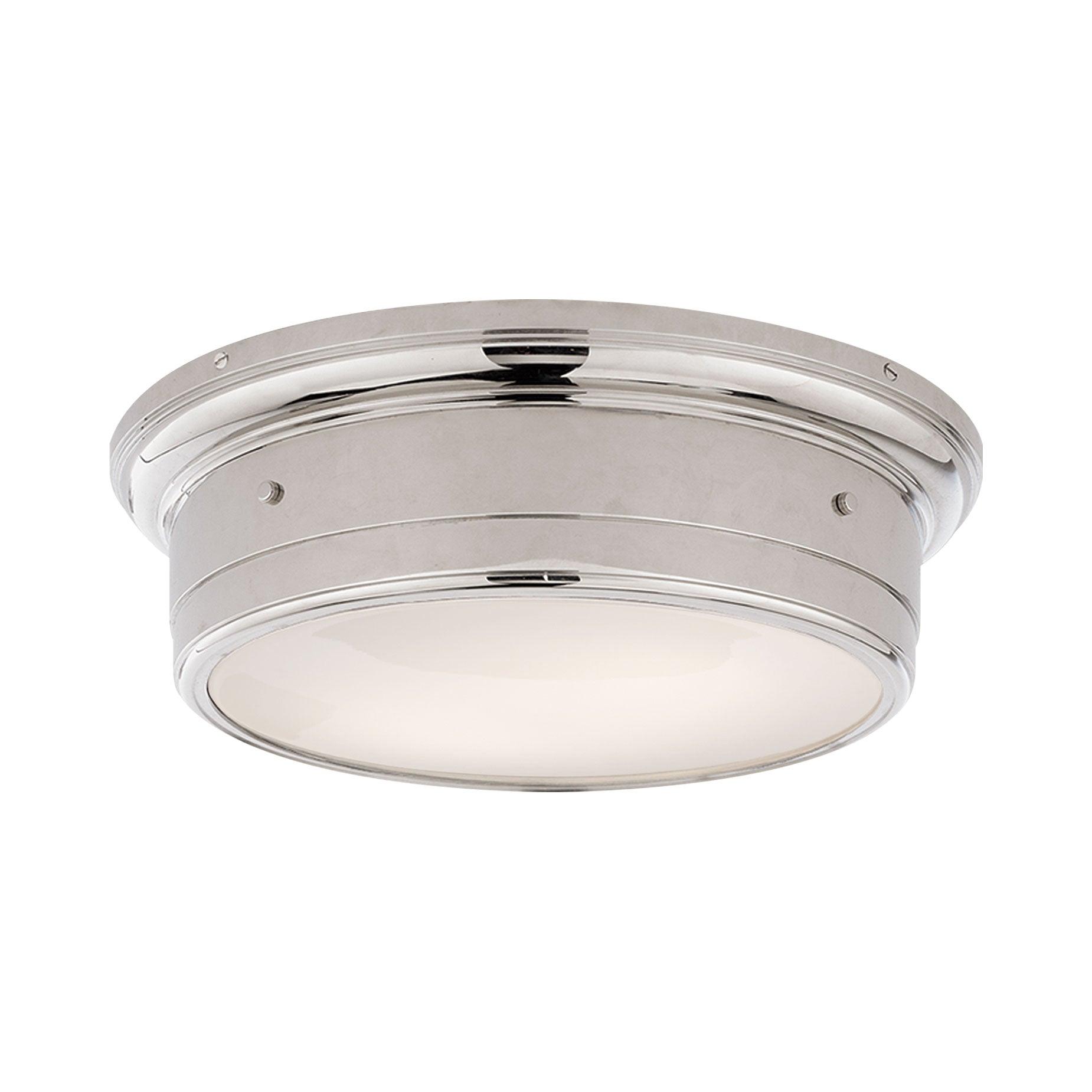Siena Chrome Finish Riveted Round Ceiling Light with White Glass