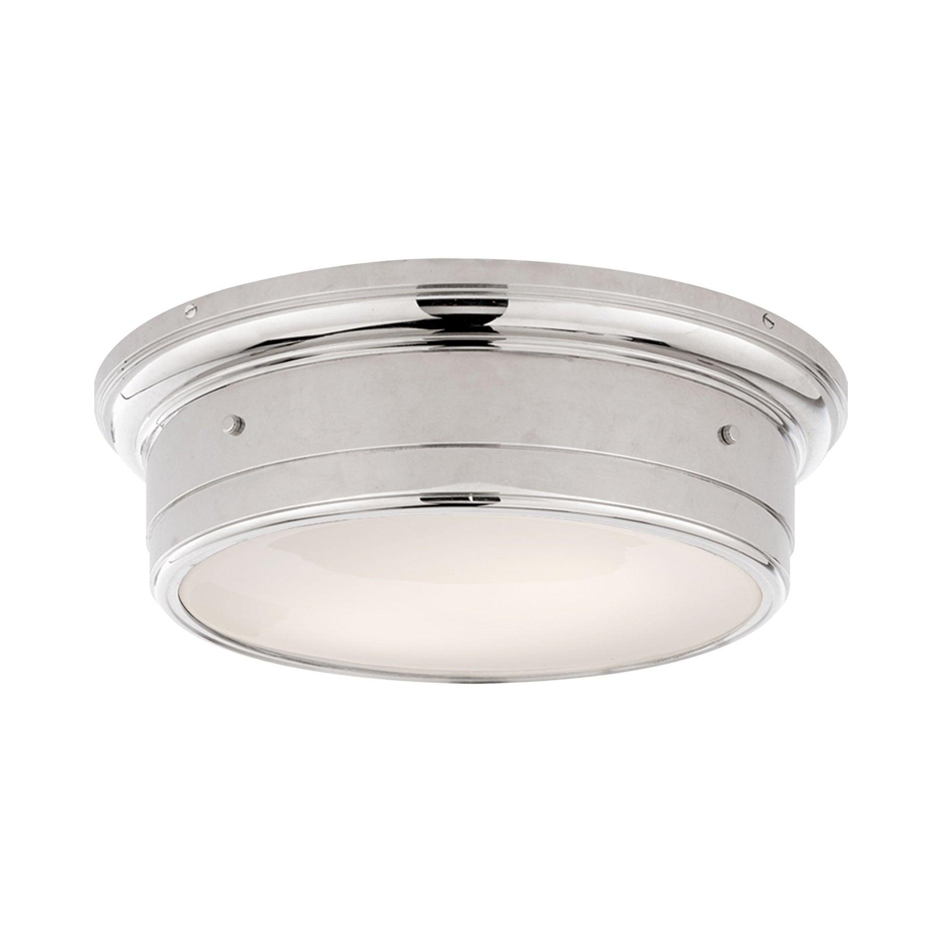 Siena Rivet-Detailed Polished Nickel & Glass Ceiling Light