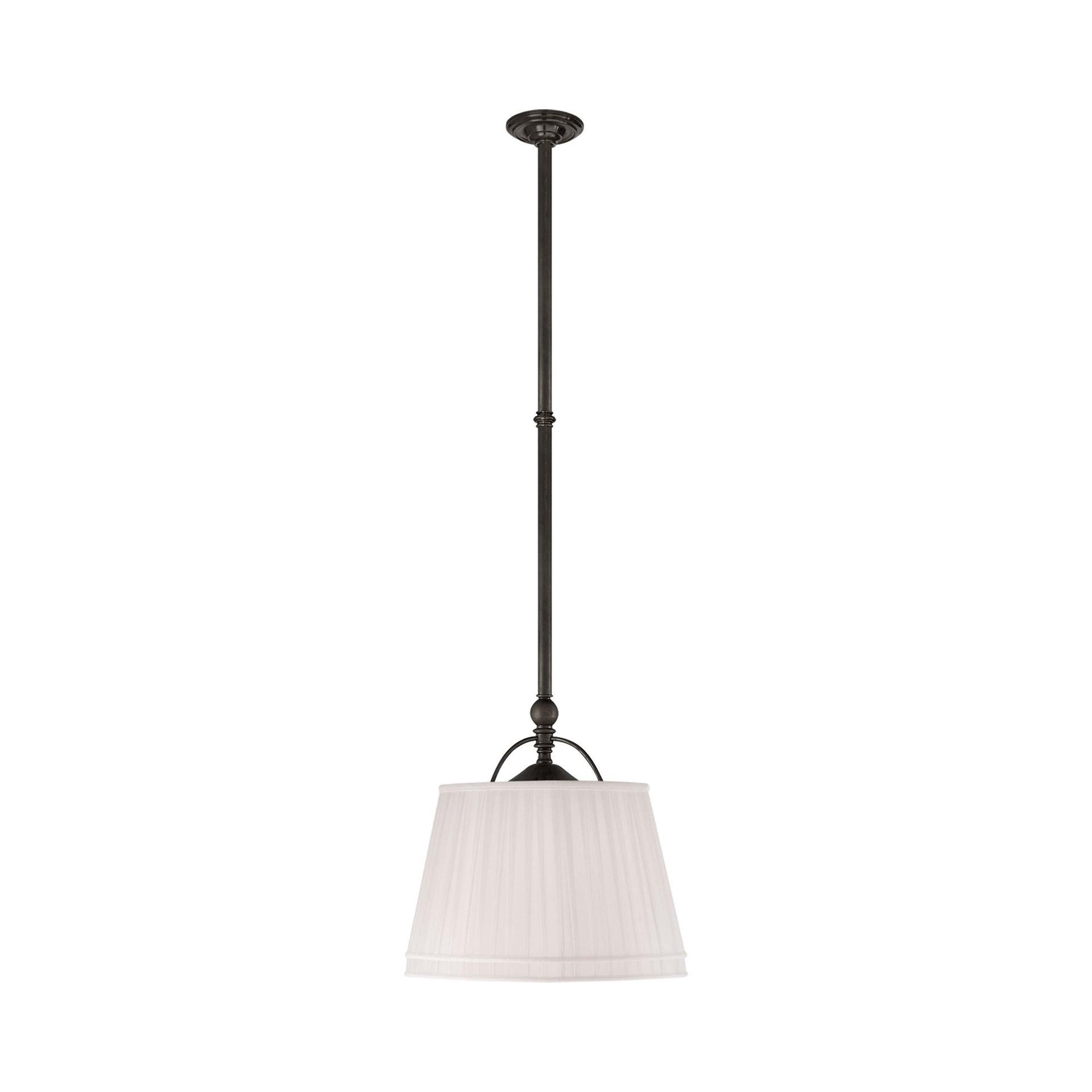 Sloane Traditional Bronze Pendant with Pleated Linen Shade