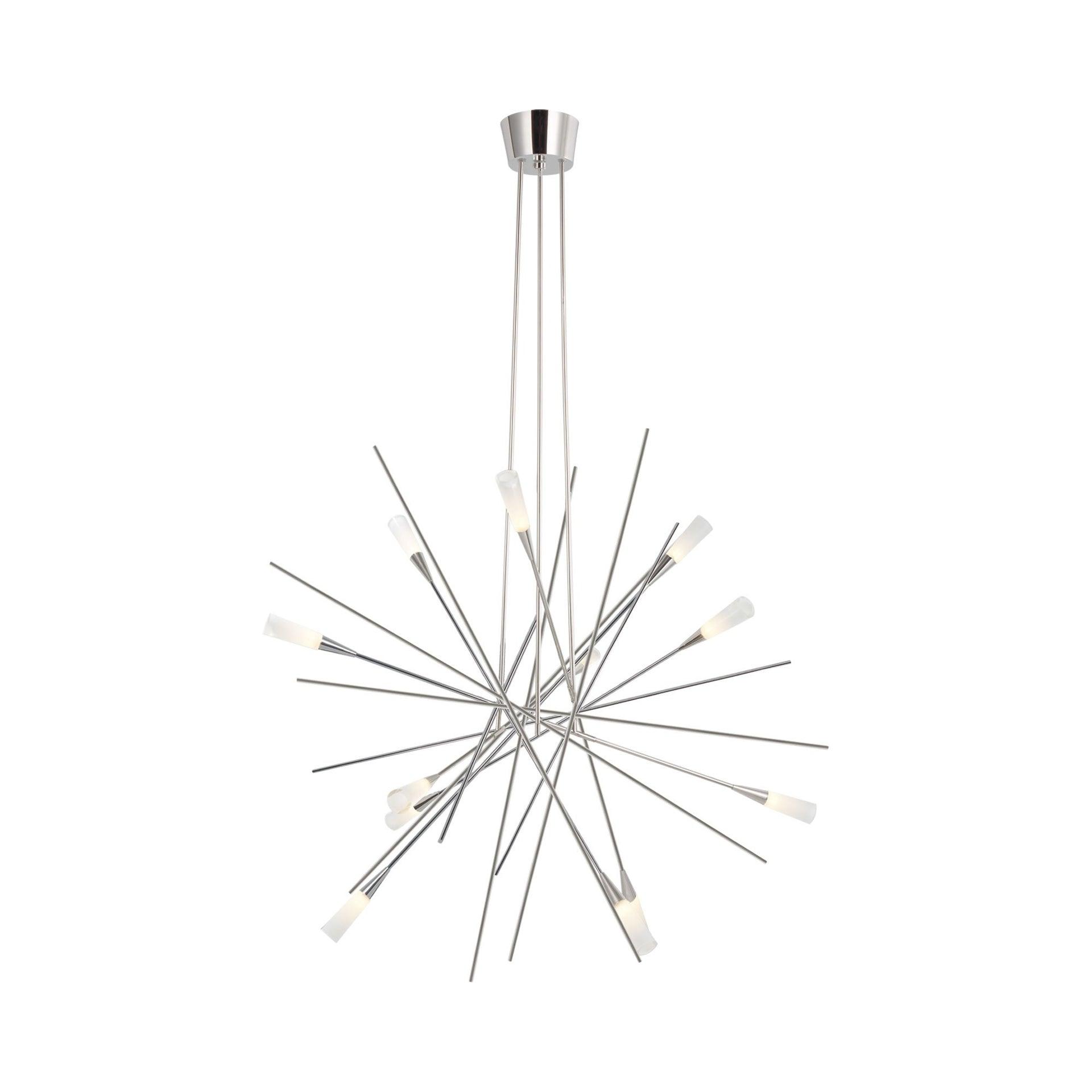 Stellar Polished Nickel & Crystal Sputnik Chandelier 31.5"
