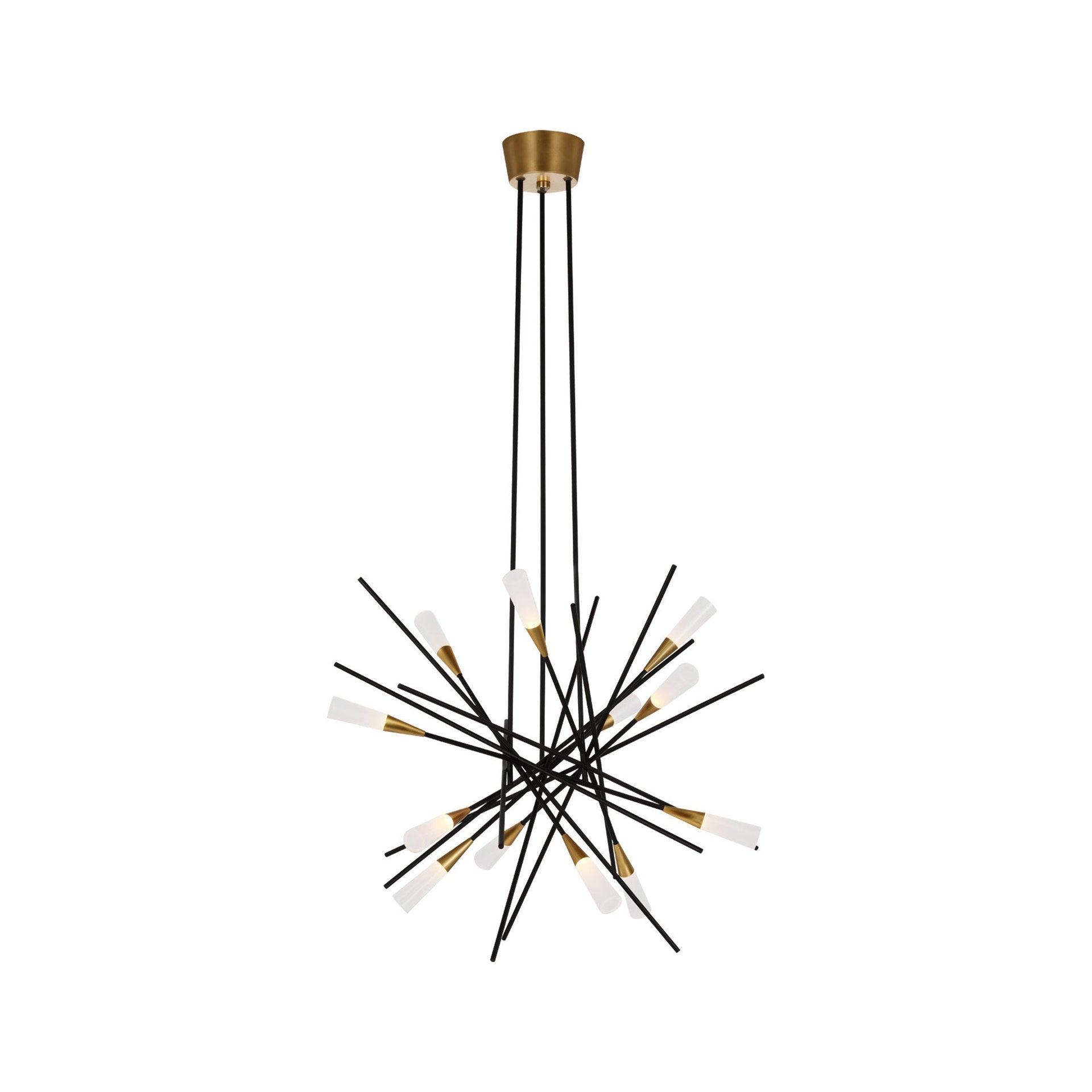 Stellar 12-Light Matte Black and Brass LED Chandelier