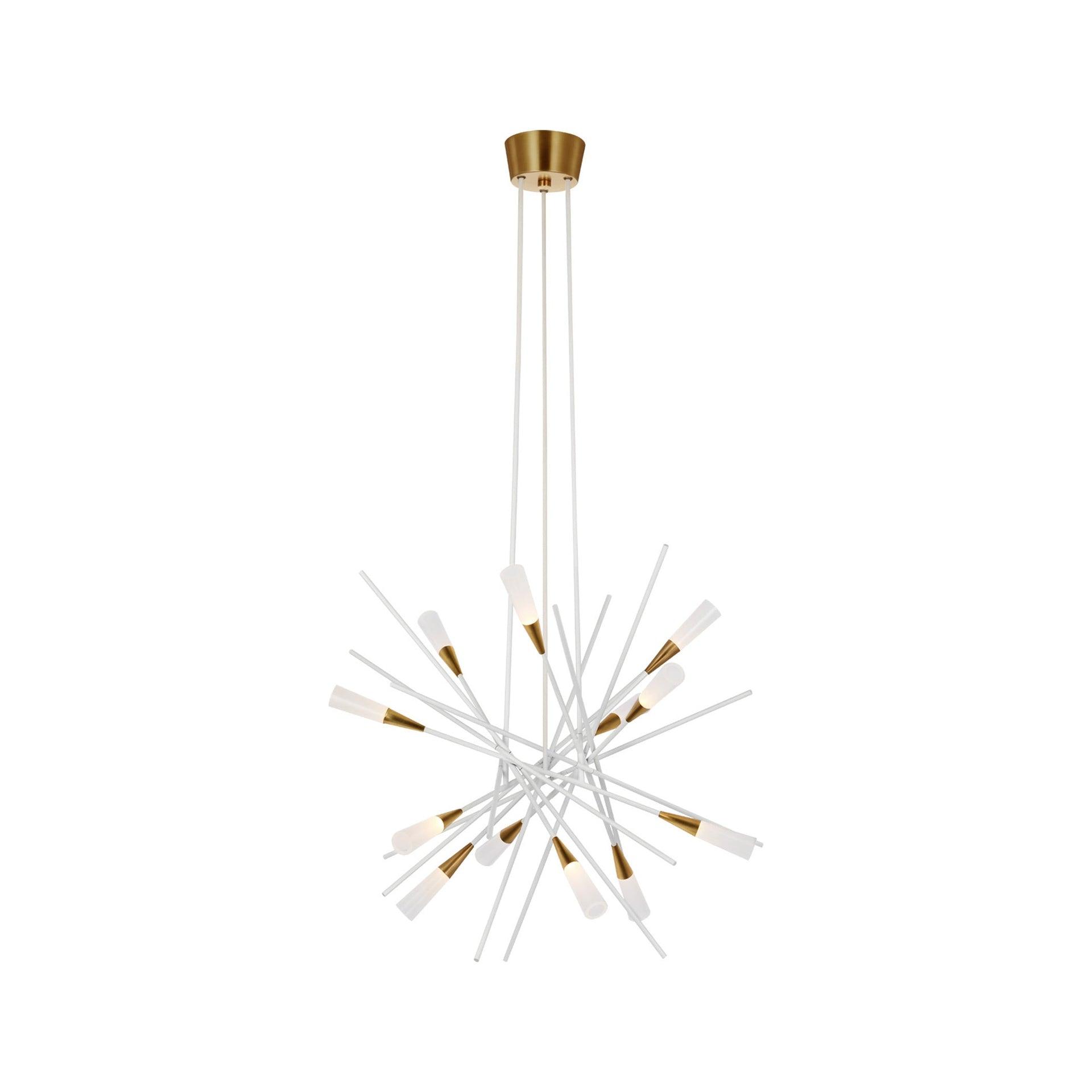 Stellar Matte White and Brass 12-Light LED Chandelier