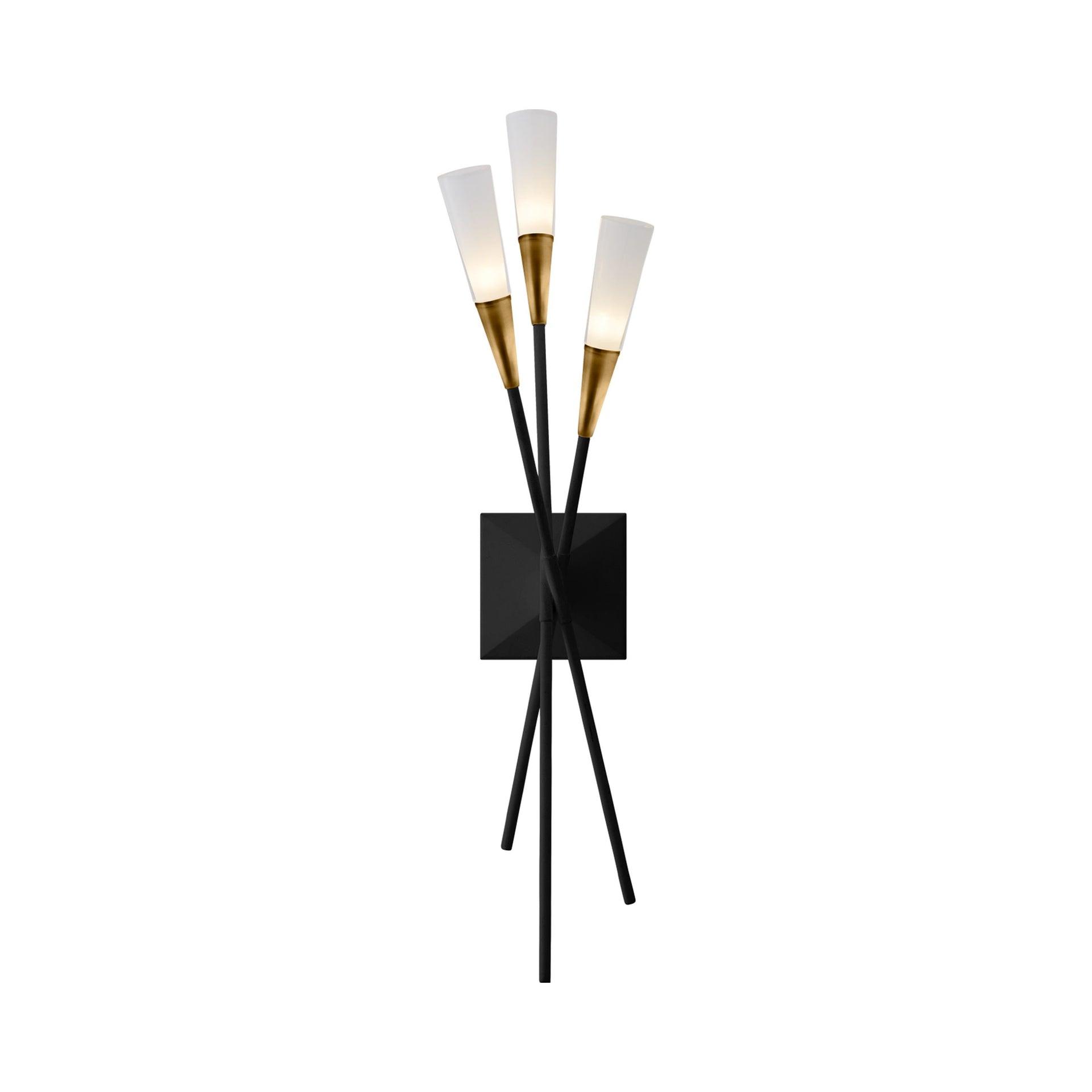 Elegant Stellar Triple Tail Black and Brass LED Sconce