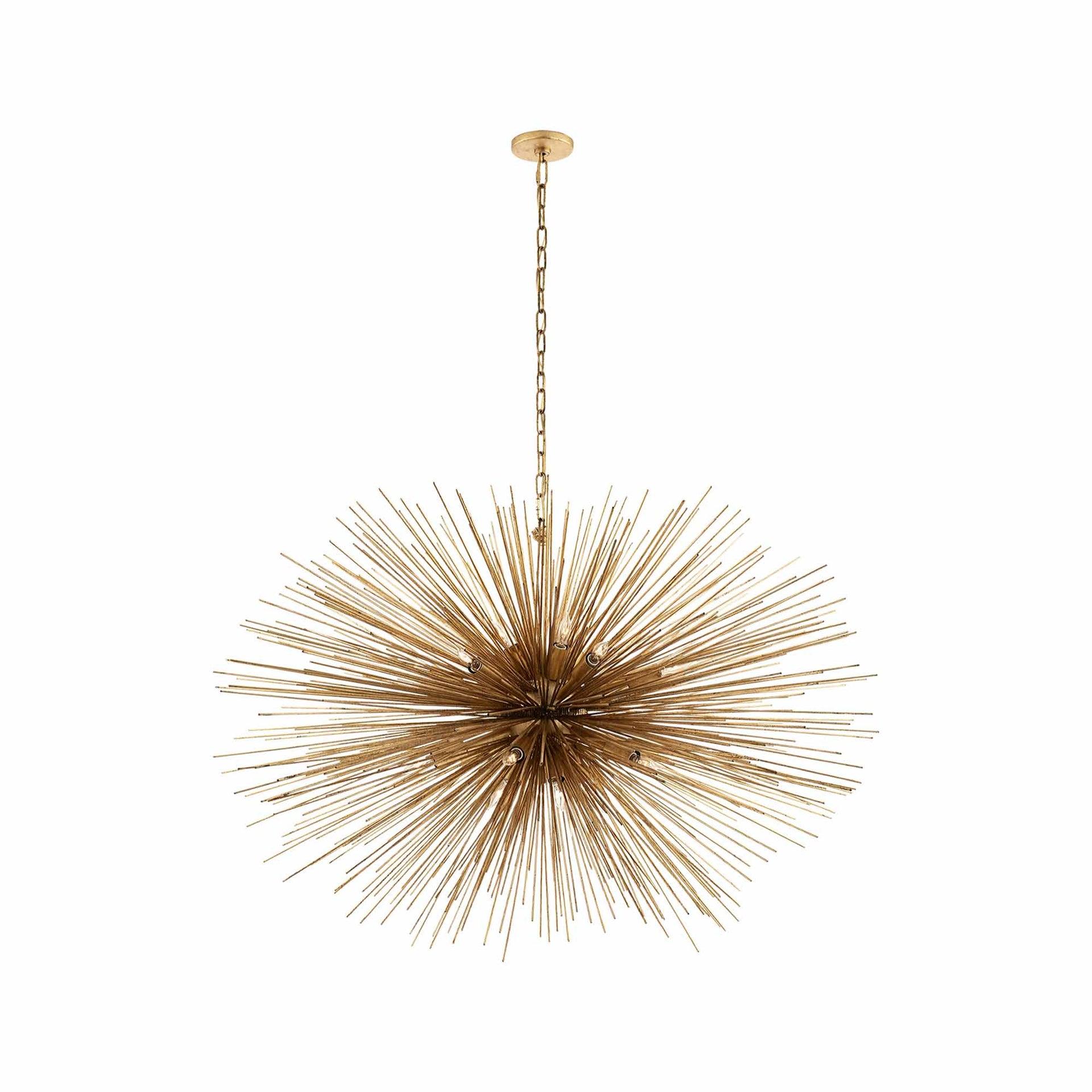 Gold 36" Oval Chandelier with Thin Metal Rods