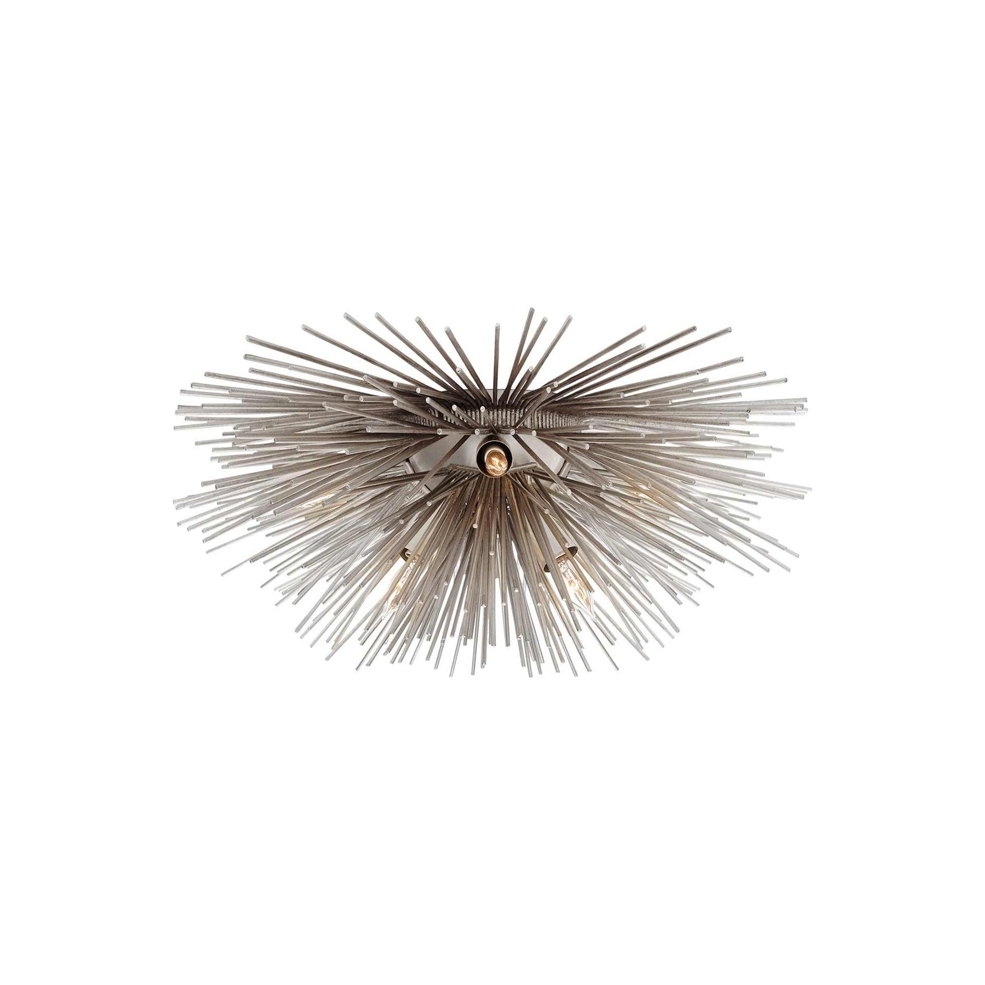 Strada 6-Light Flush Mount in Burnished Silver Leaf with Crystal Accents