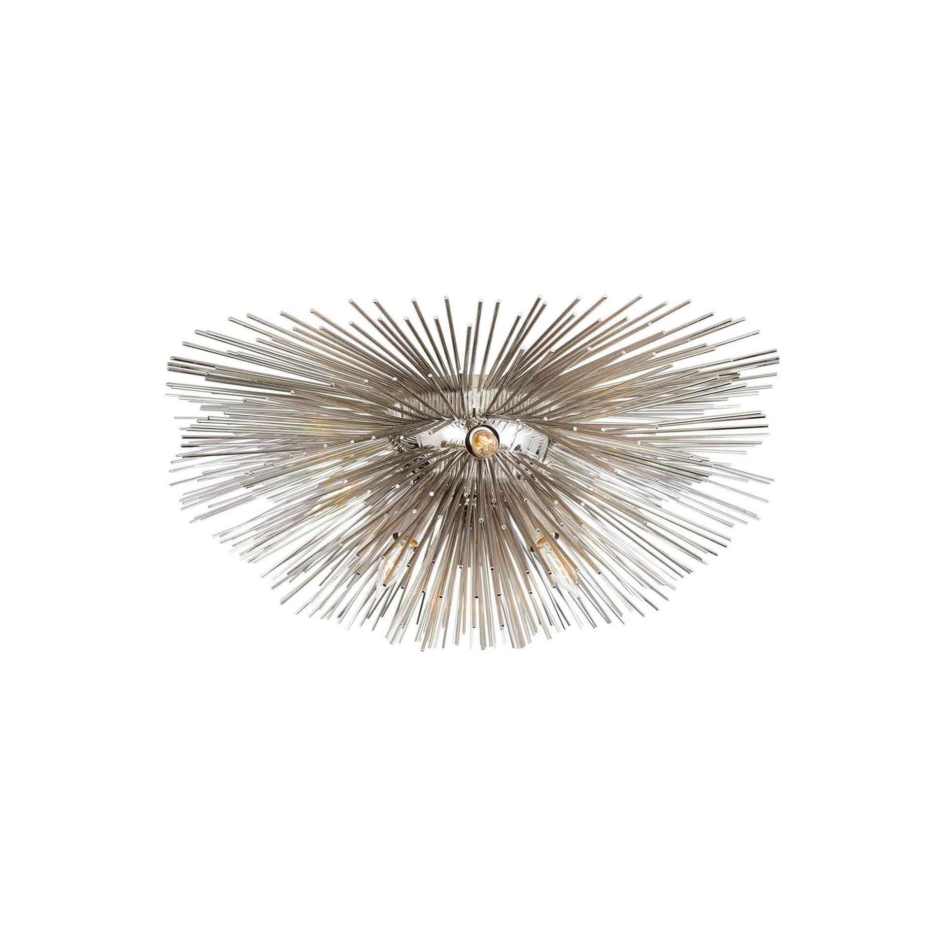 Strada Polished Nickel Crystal Indoor Flush Mount Light