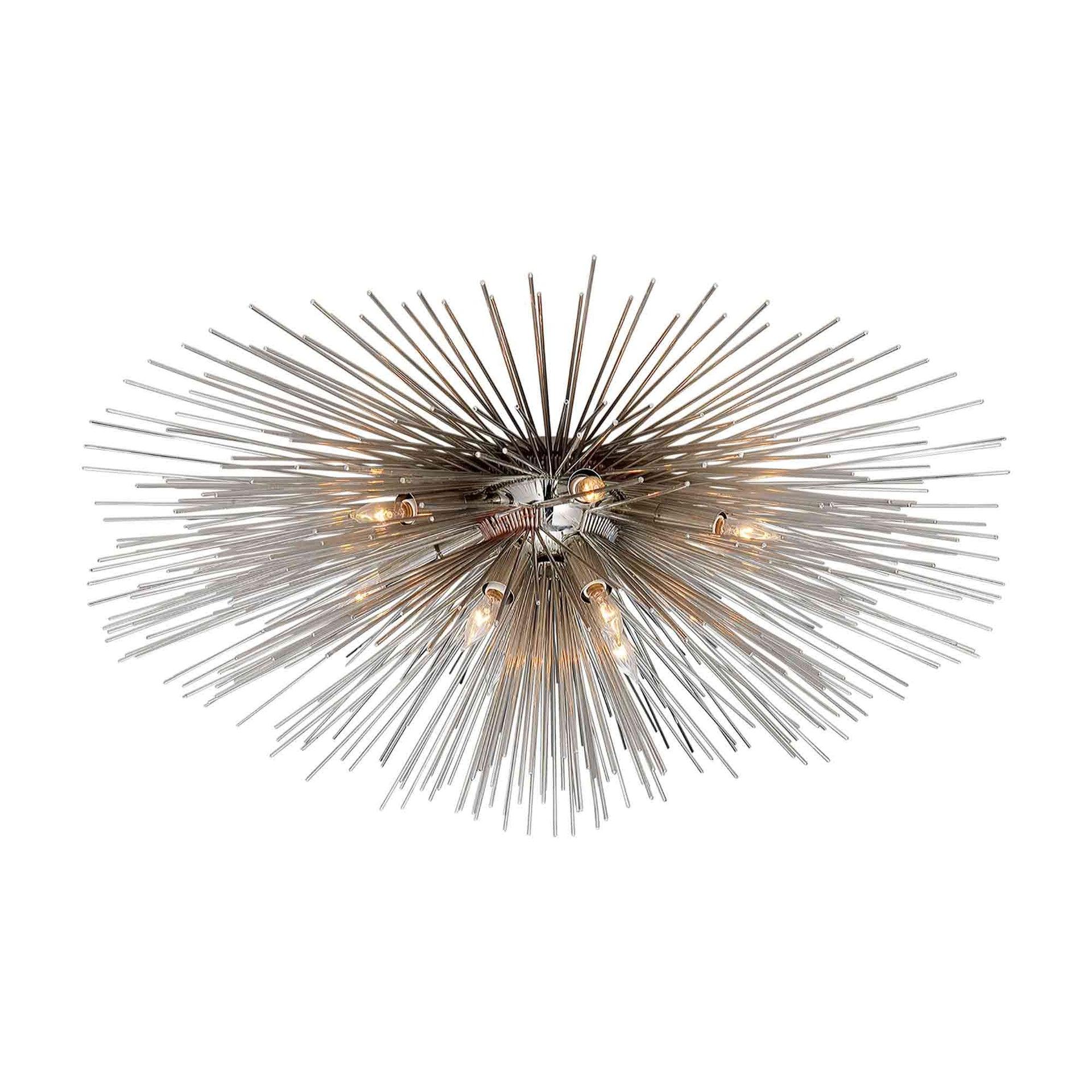 Strada 40" Polished Nickel Crystal Flush Mount Light