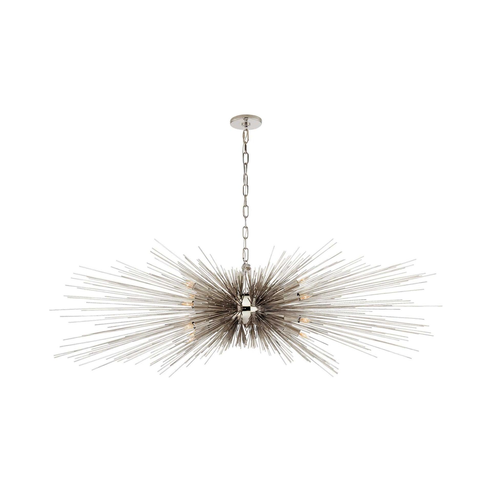 Strada Polished Nickel 60" Crystal Burst Linear Chandelier