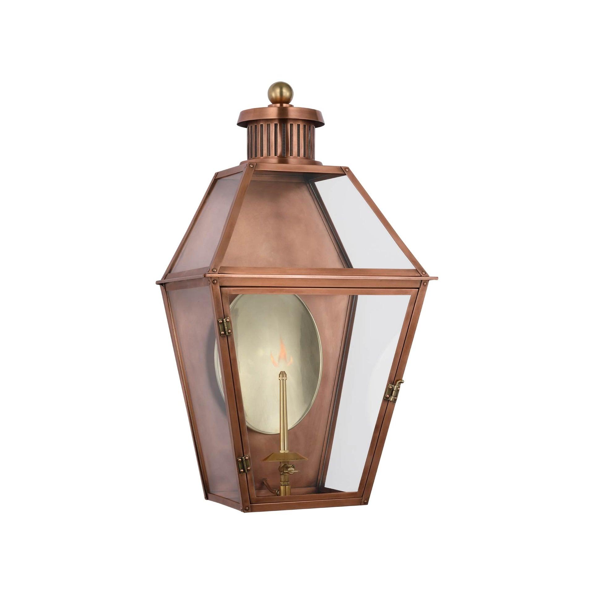 Stratford Copper Lantern-Style Outdoor Wall Sconce with Clear Glass