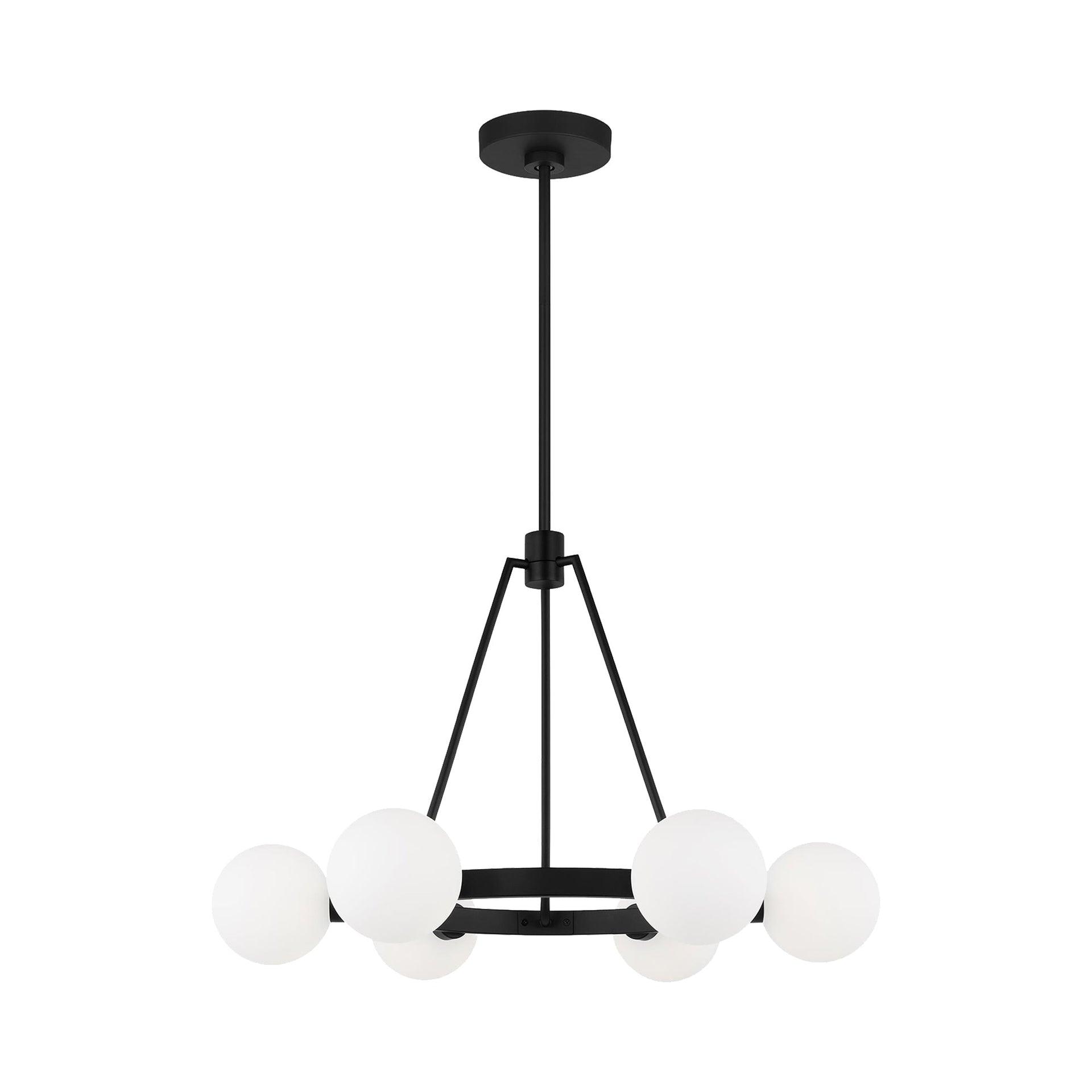 Clybourn 6-Light Midnight Black Chandelier with Milk Glass Shades